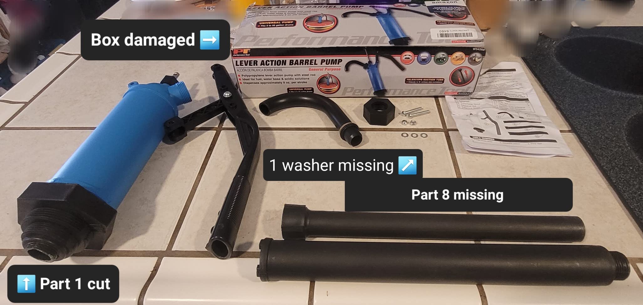 Performance Tool W54268 Blue General Purpose Lever Action Barrel Drum Pump - Fits 5 to 55 Gallon Drums customer photo 1