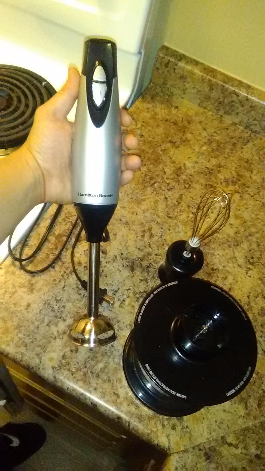 Hamilton Beach 4-in-1 Electric Immersion Hand Blender with Handheld Blending Stick, Whisk + 3-Cup Food & Vegetable Chopper Bowl, 2-Speeds, 225 Watts, Silver and Stainless Steel (59765) customer photo 1