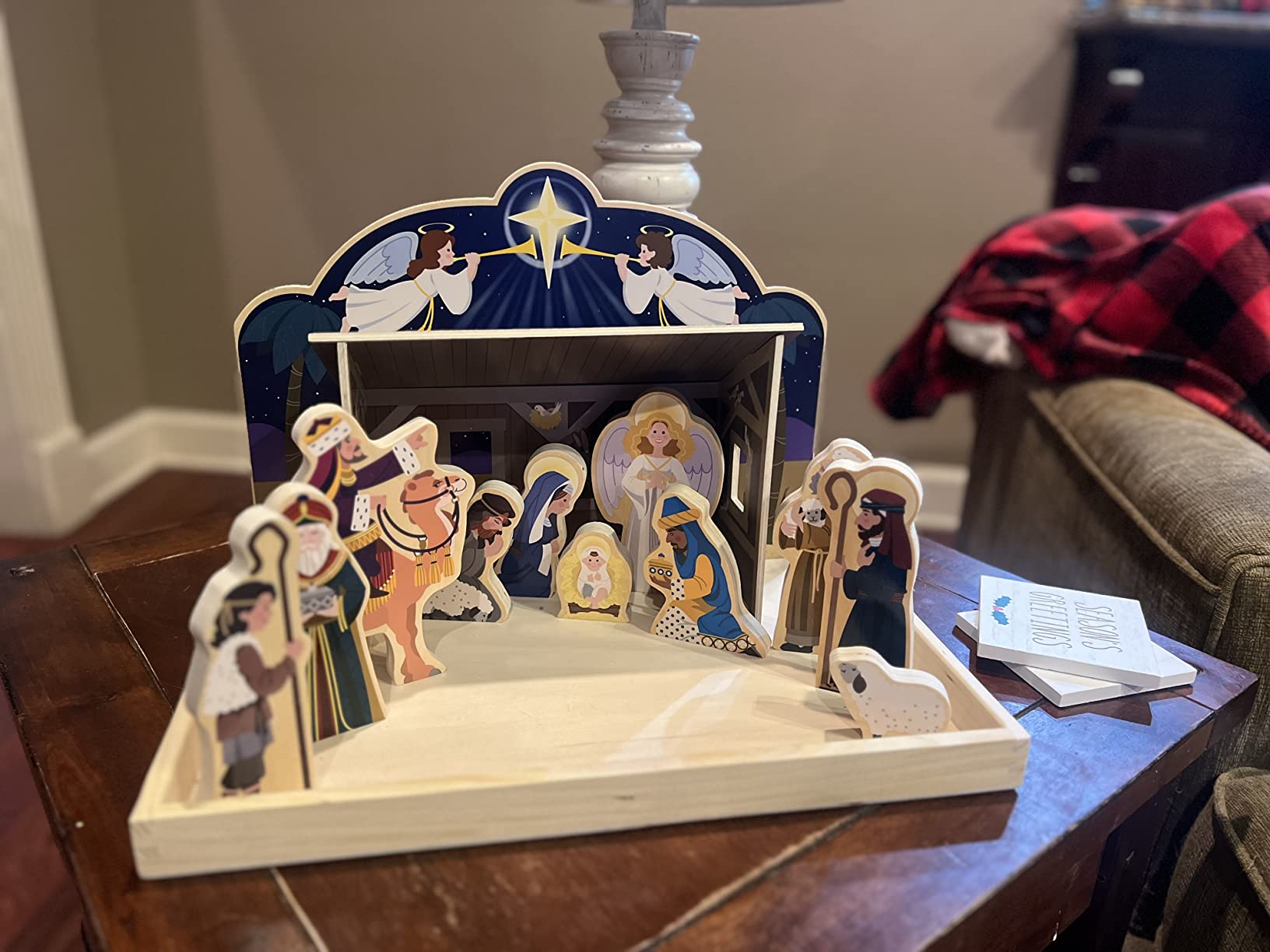 Melissa & Doug Classic Wooden Christmas Nativity Set with 4-Piece Stable and 11 Wooden Figures customer photo 1