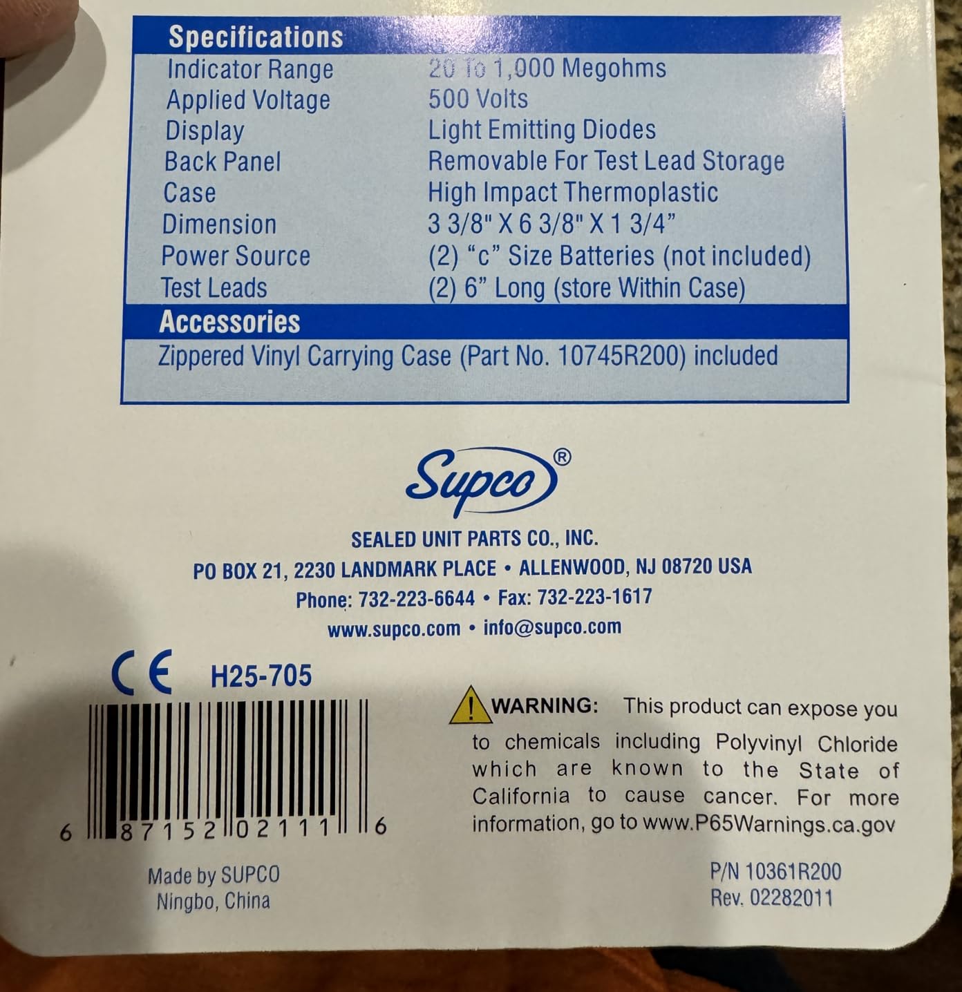 Supco M500 Electronic Megohmmeter, 0 to 1000 Megohms customer photo 1