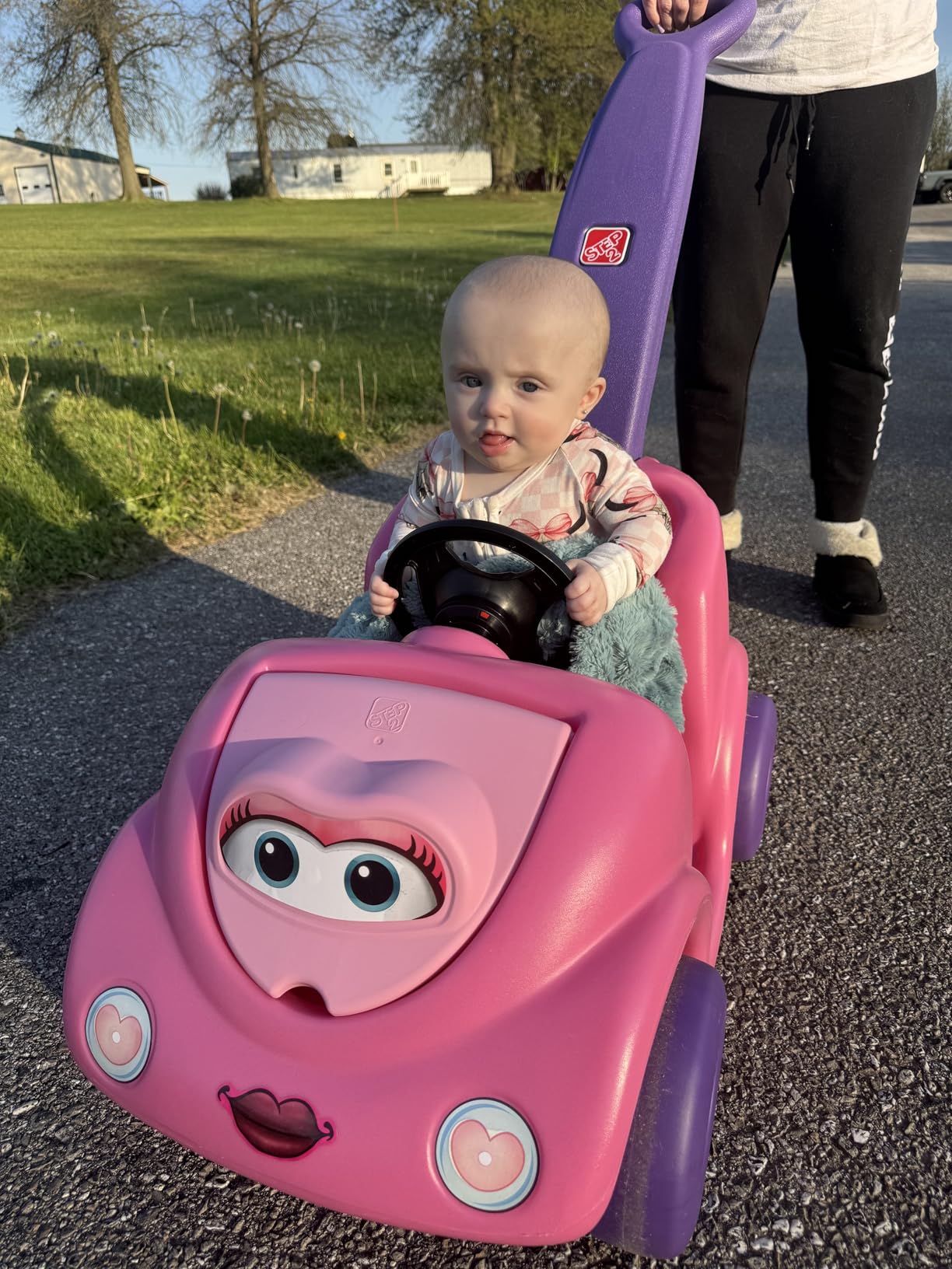 Step2 Push Around Buggy Kids Push Car, Ride On Toy, Stroller Substitute, Includes Seat Belt & Horn, Made of Durable Plastic, Max Weight 50 lbs., For Toddlers 1.5-4 Years Old, Pink customer photo 1