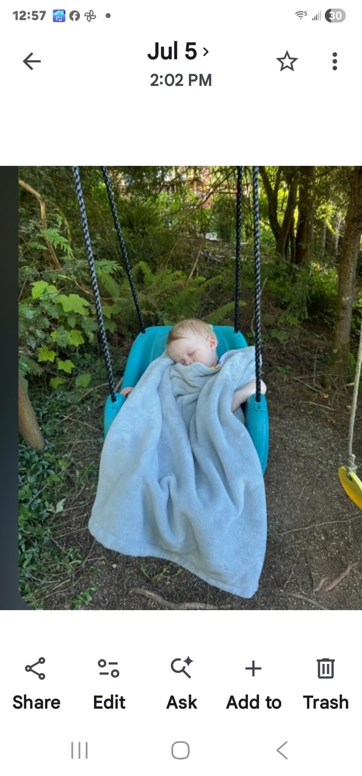 Step2 Infant to Toddler Swing, Baby Outdoor Swing, Backyard Bucket Style Swing Seat, Secure Harness, Outside Weather-Resistant Rope, Attach to Playset, For Toddlers 9 Months -3 Years Old customer photo 1