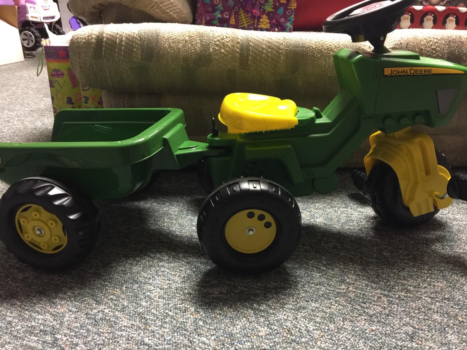 Rolly Toys John Deere 3-Wheel Trac with Trailer Ride On, Green/Yellow (52769) customer photo 1