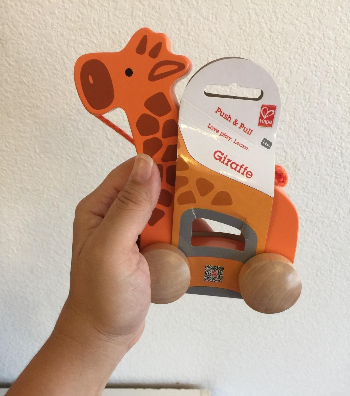 Hape Giraffe Wooden Push and Pull Toddler Toy, L: 5.3, W: 2.4, H: 5.9 inch, Orange customer photo 1