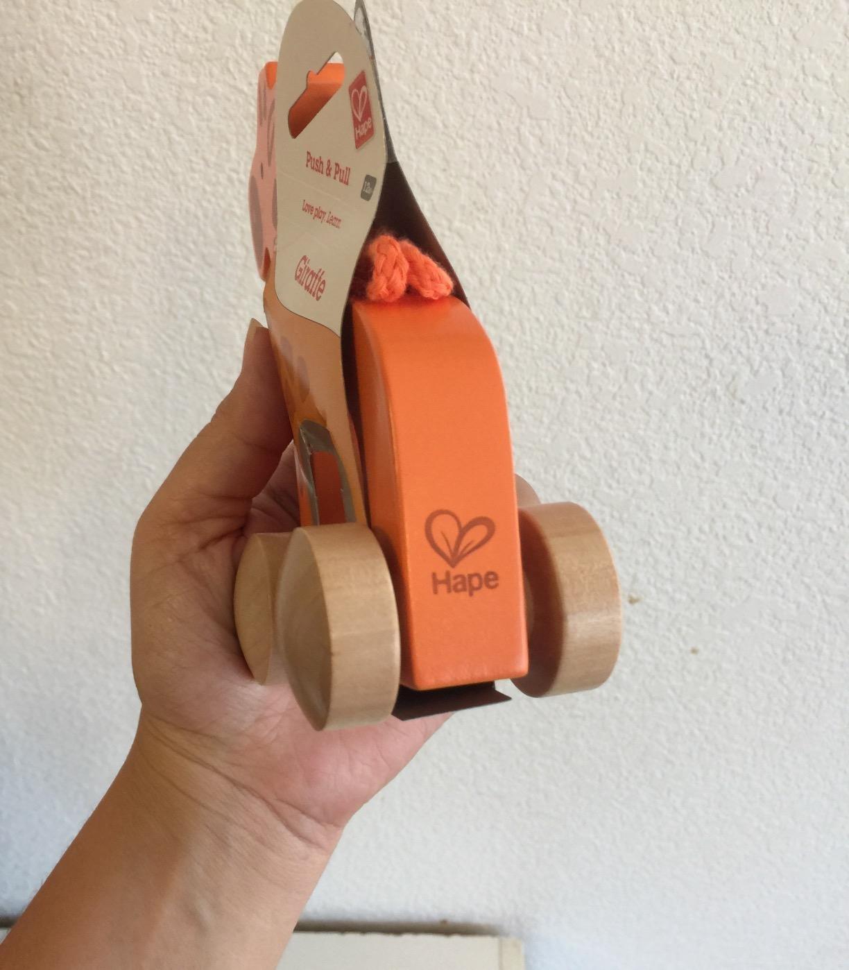 Hape Giraffe Wooden Push and Pull Toddler Toy, L: 5.3, W: 2.4, H: 5.9 inch, Orange customer photo 2
