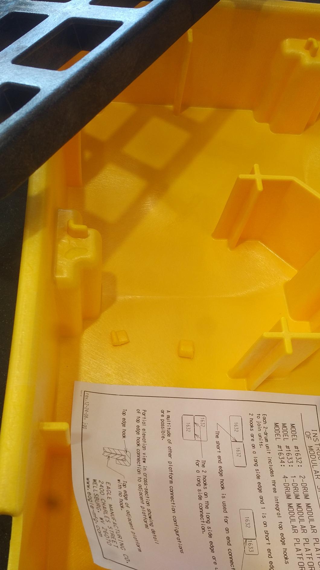 Eagle 1 Drum Spill Containment Pallet with Drain, Made in the USA, Yellow | High-Density Polyethylene Secondary Containment Trays, 26.8