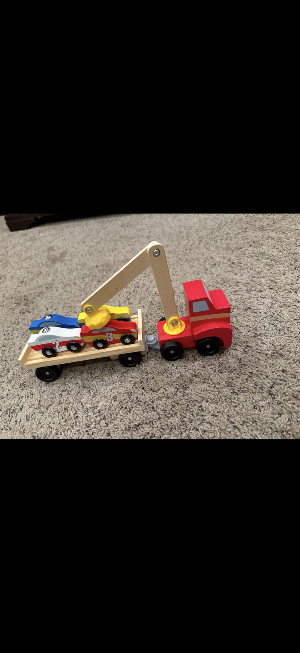 Melissa & Doug Magnetic Car Loader Wooden Toy Set with 4 Cars and Toy Truck - Pretend Play and Race Car Fun for Preschool Toys, Ages 3+ customer photo 1