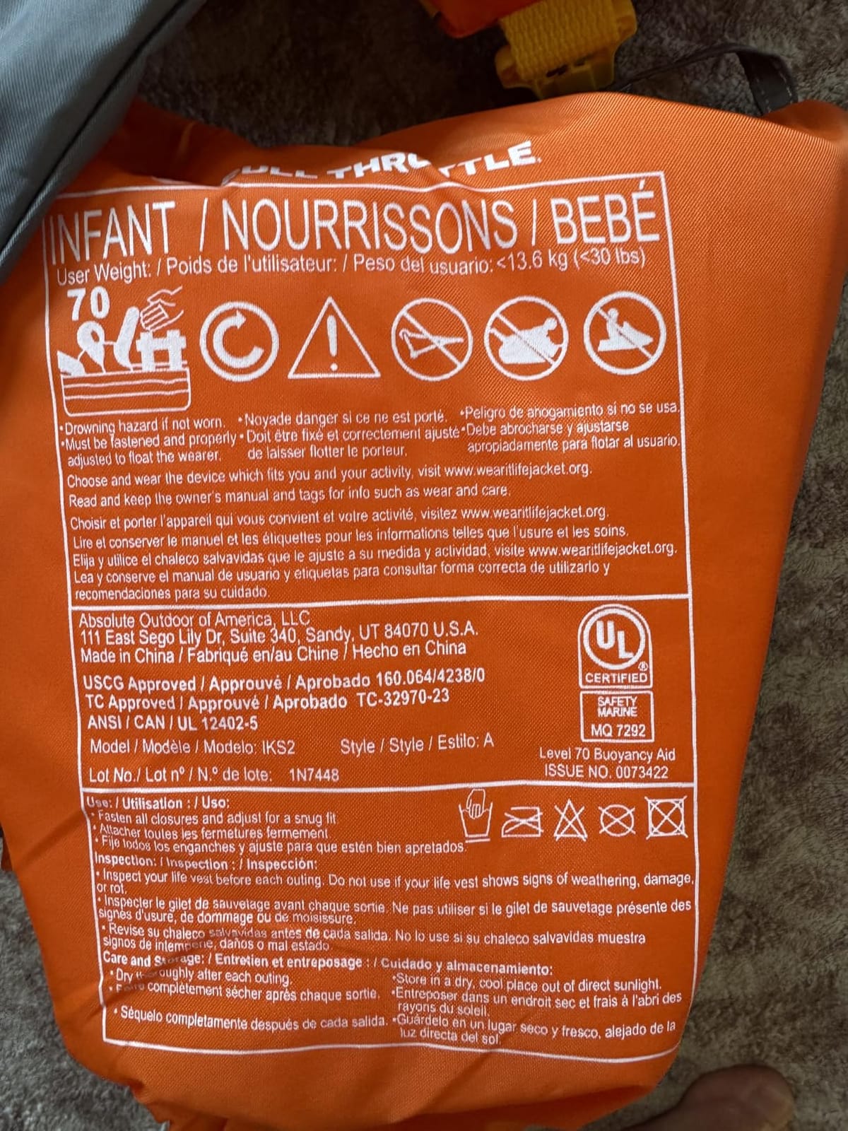 Full Throttle Infant Baby-Safe USCG Approved Life Jacket customer photo 1
