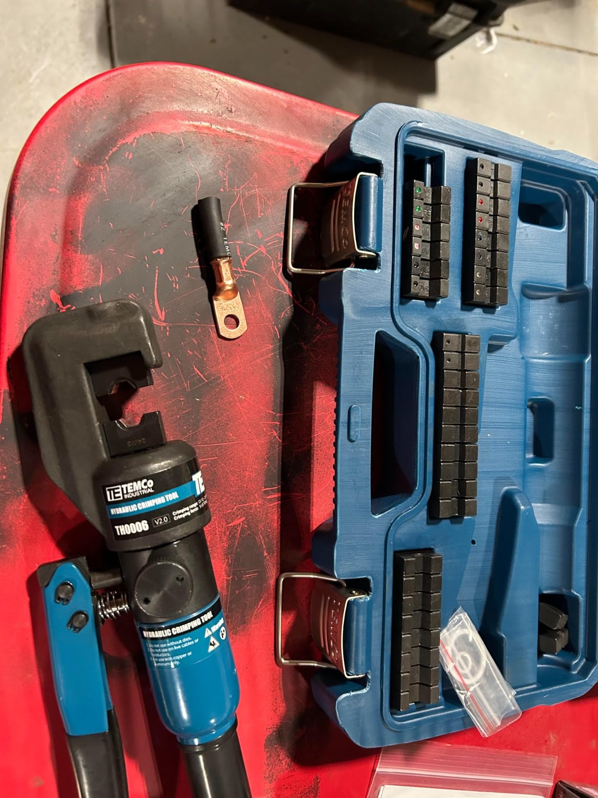 TEMCo TH0006 Hydraulic Electrical Cable Lug/Terminal Crimper Kit with 18 Die Sets 12 AWG - 00 (2/0) (5 US TON) customer photo 2