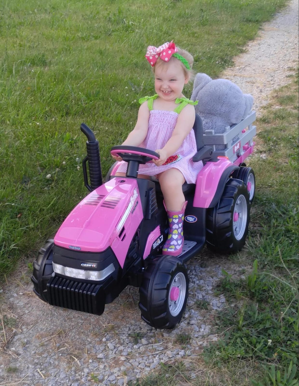 Peg Perego Case IH Magnum Tractor and Trailer Extra-Large 12 Volt Ride on, Pink. Durable Design for Kids Ages 3-7 customer photo 2