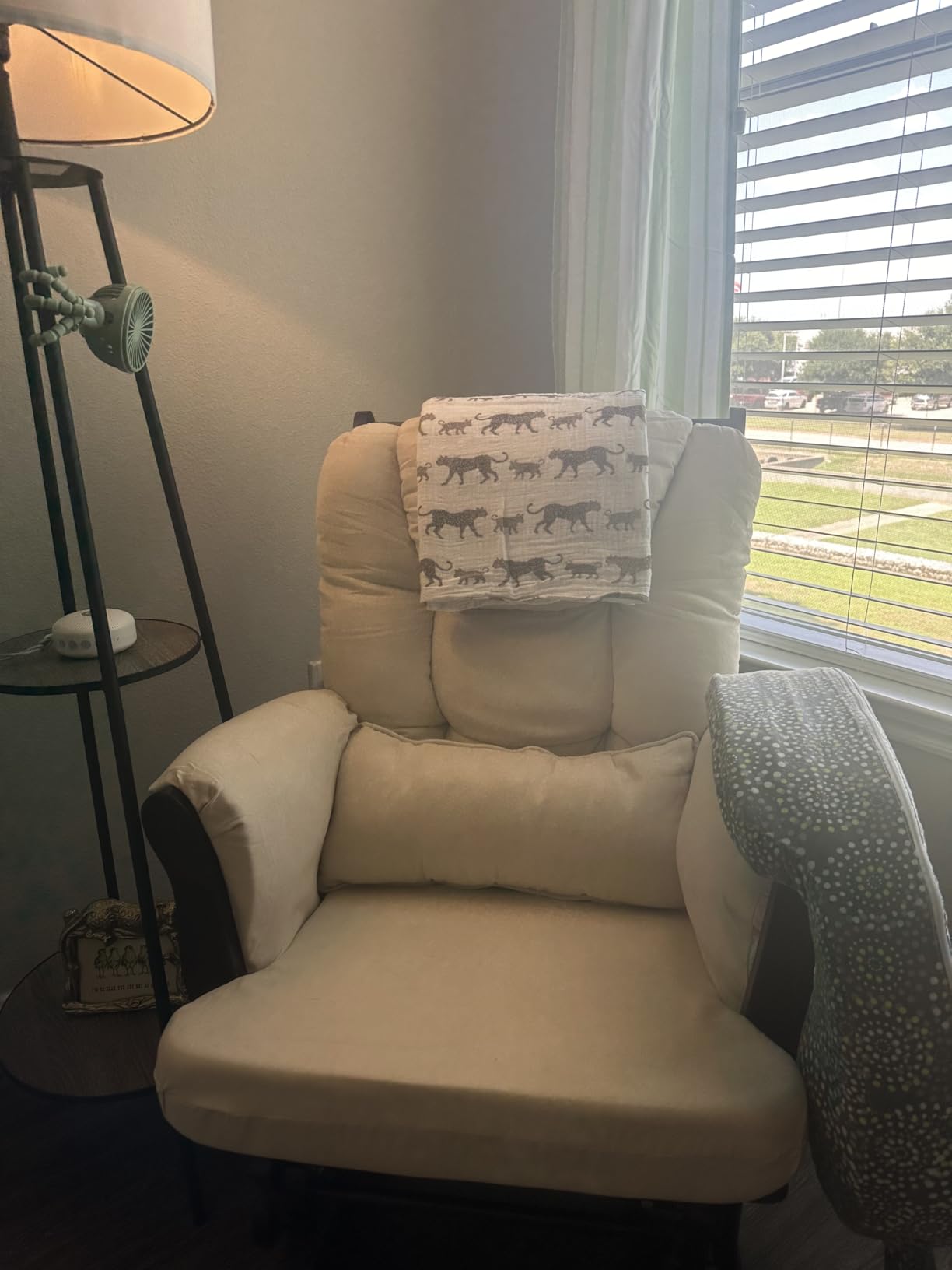 Storkcraft Tuscany Glider & Ottoman with Lumbar Pillow, Espresso/Gray Swirl customer photo 1