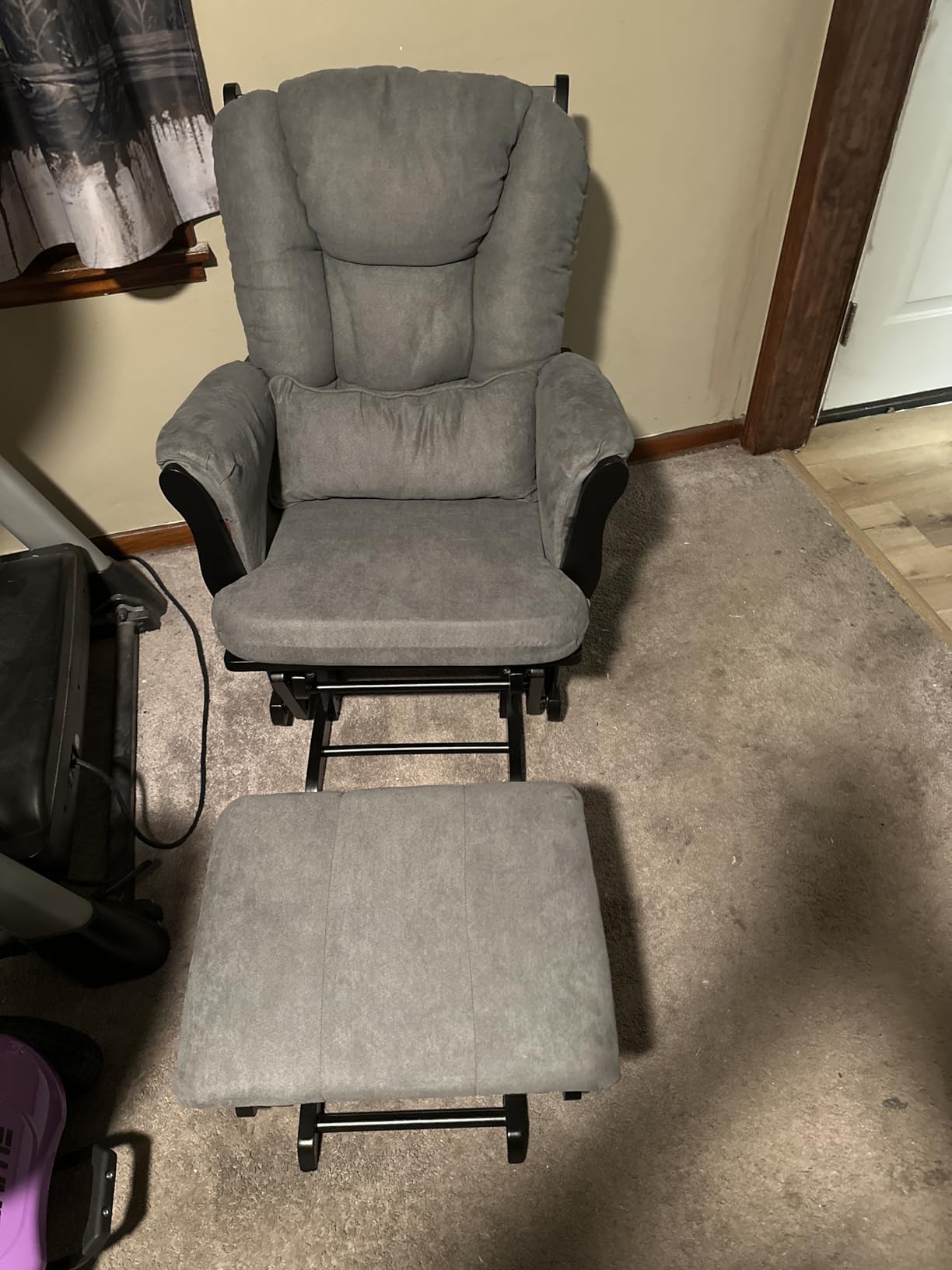 Storkcraft Tuscany Glider & Ottoman with Lumbar Pillow, Espresso/Gray Swirl customer photo 2