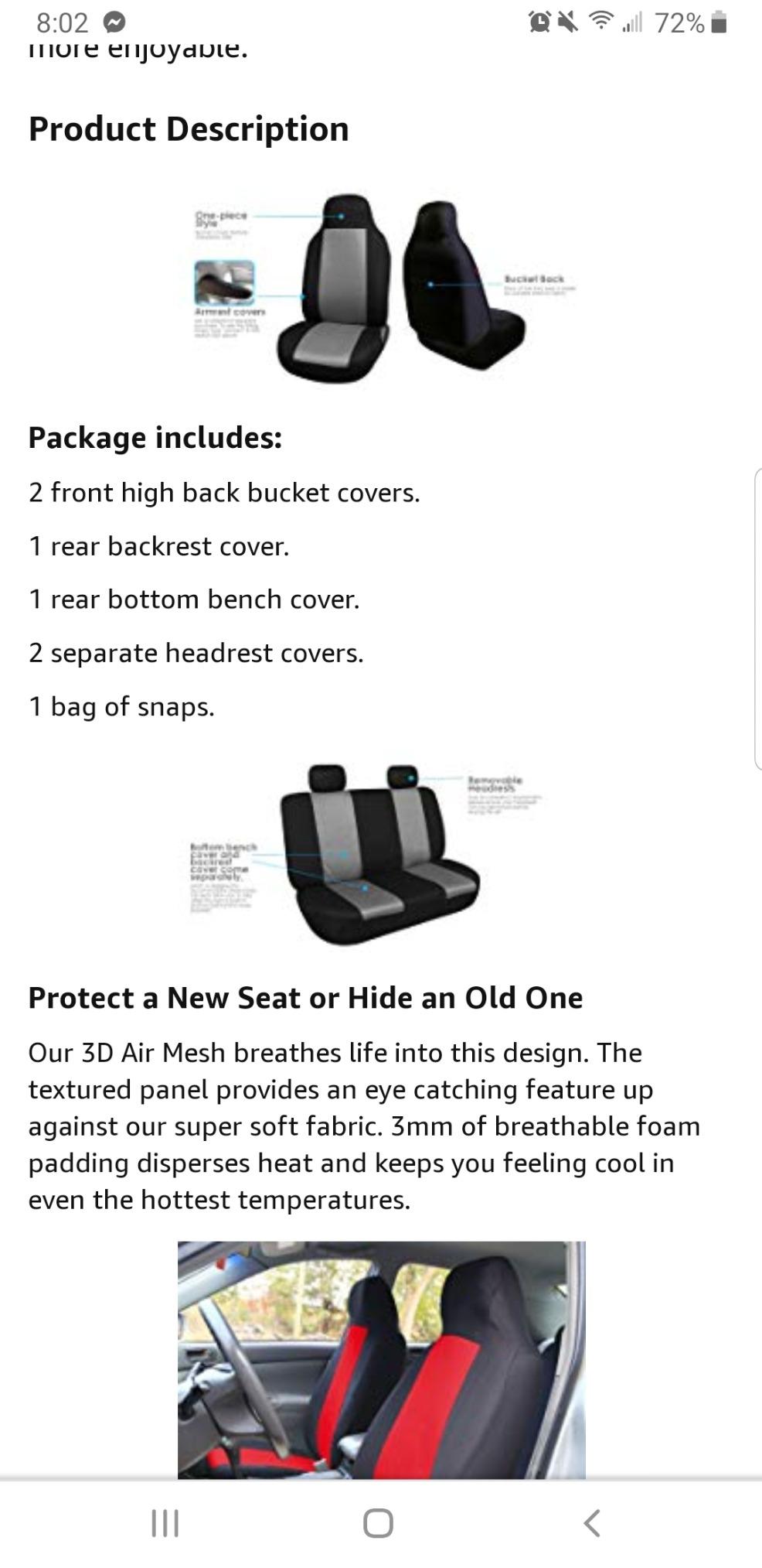 FH Group 3D Air Mesh Car Seat Covers Front Set – Universal Fit Automotive Seat Protectors, Washable Low Back Bucket Seat Covers for SUV, Sedan, Car Accessories, Black customer photo 1