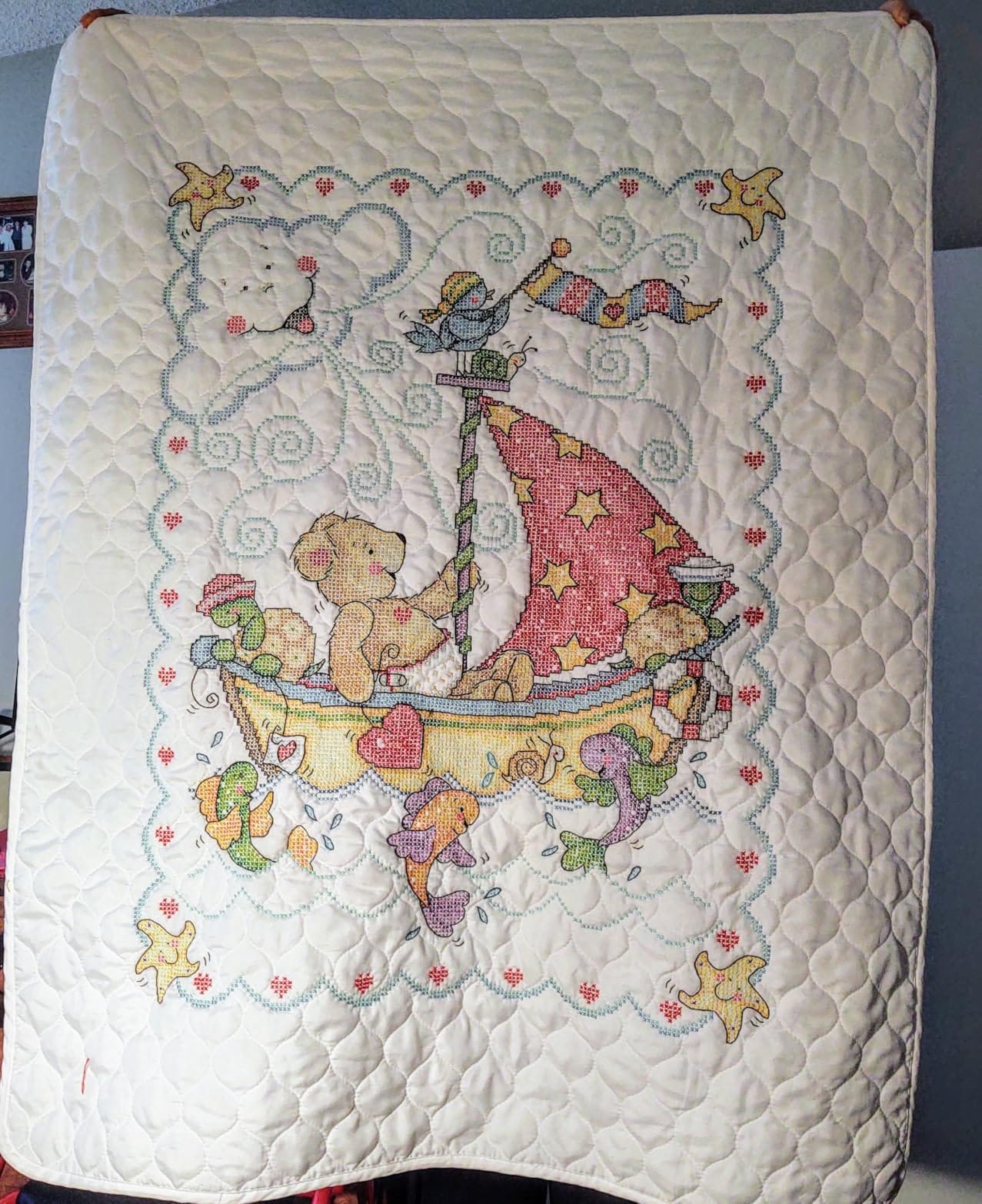 Sail Away Stamped for Cross Stitch Baby Quilt Kit customer photo 1