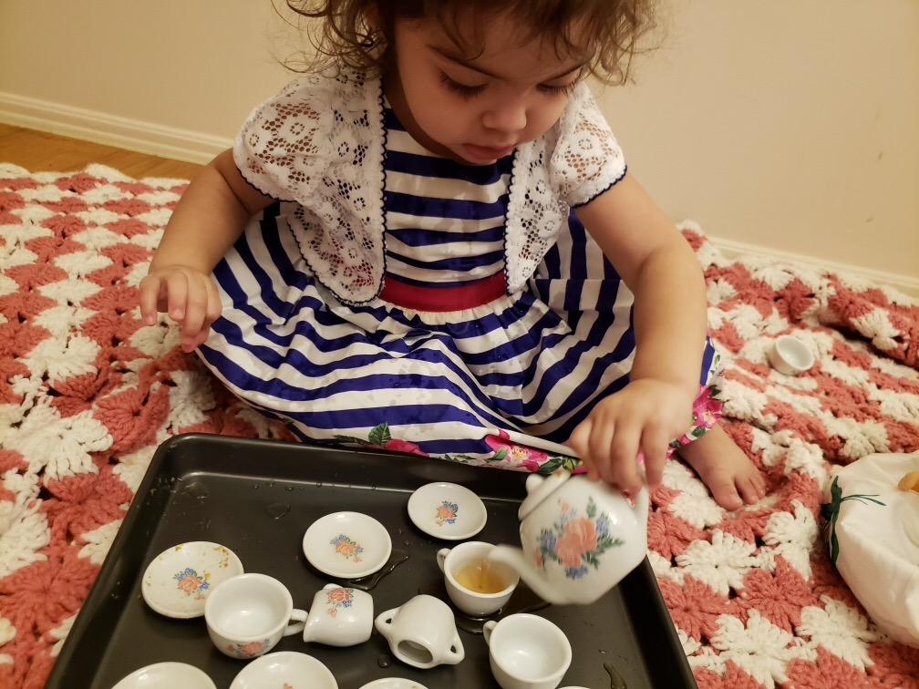17 Pieces Floral Miniature Porcelain Ceramic Tea Set - Pretend Play Kids Toy Mini Kitchen Playset, Fun Doll Dramatic Play for Little Girls, Kids customer photo 2