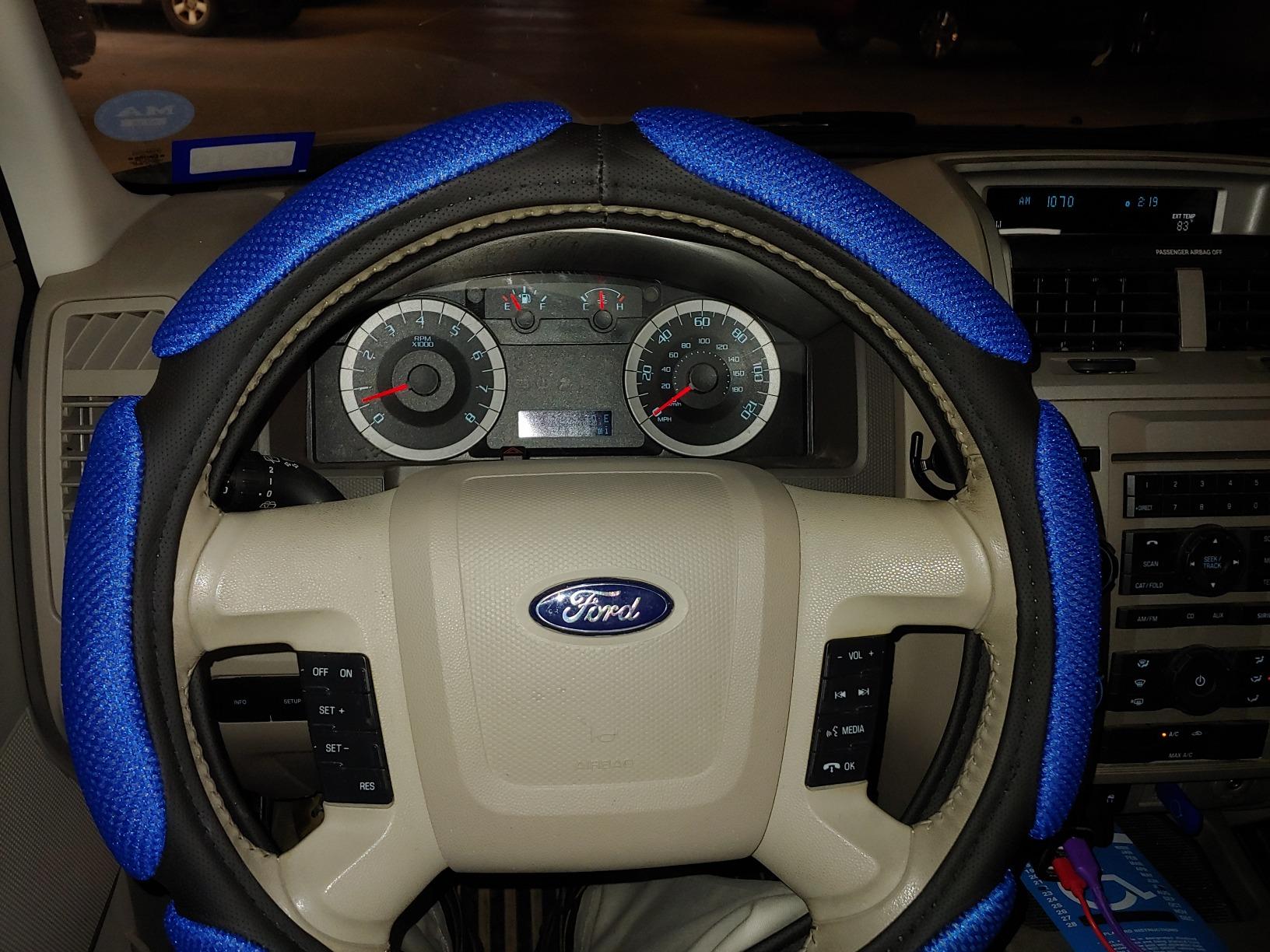 Steering Wheel Cover -Odorless, Cooler Hands in Summer, Warmer Hands in Winter (Black) customer photo 1