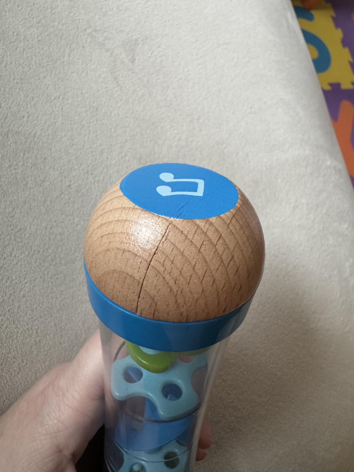 Hape Beaded Raindrops | Mini Wooden Musical Shake & Rattle Rainmaker Toy, Blue, Model Number: E0328B customer photo 2