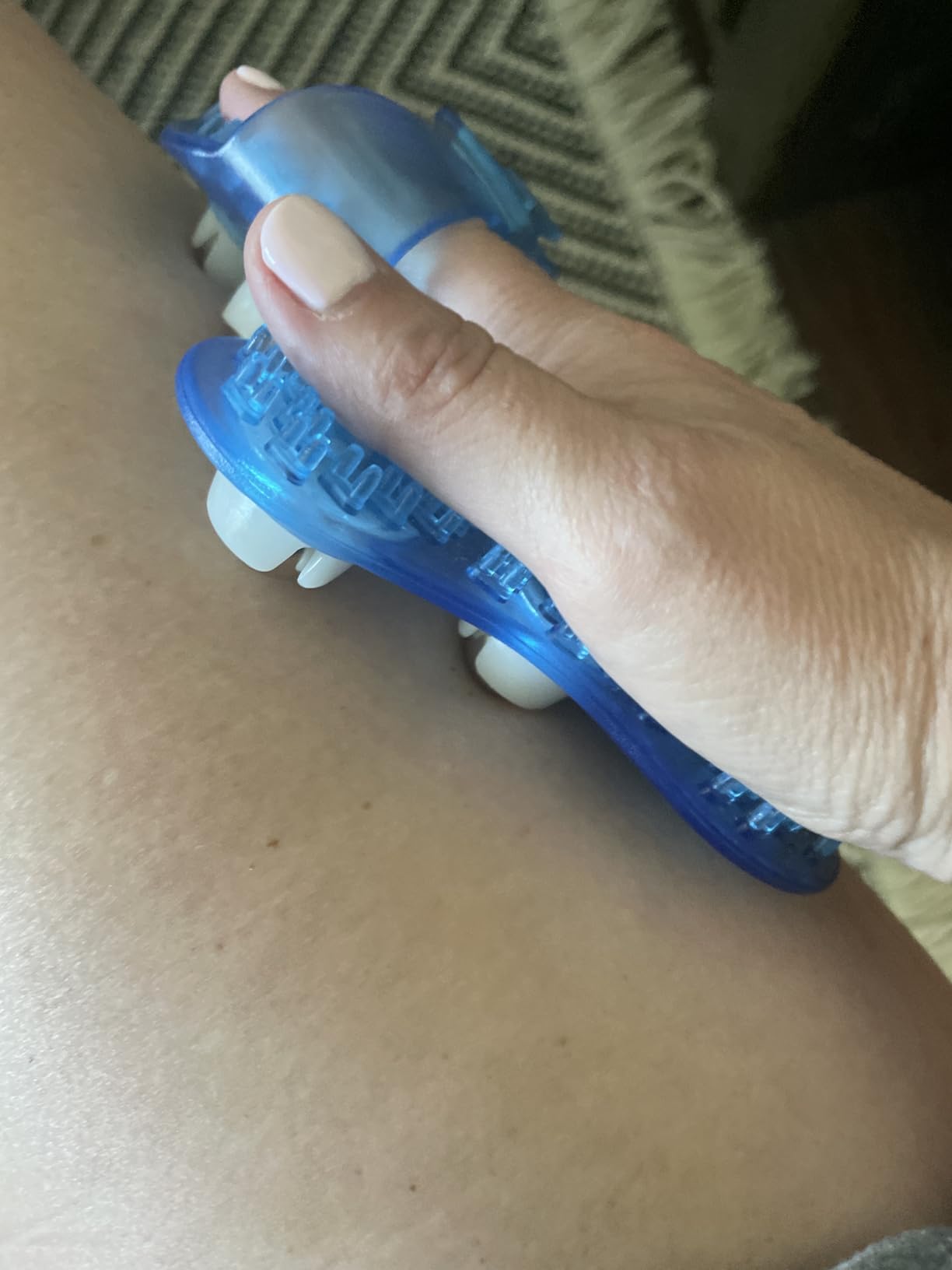 Handheld Massage Ball for Muscle Back Neck Joint Foot Shoulder Leg Pain Relief - Palm Shaped Massage Tool with Roller Balls, Portable Design, Blue customer photo 1