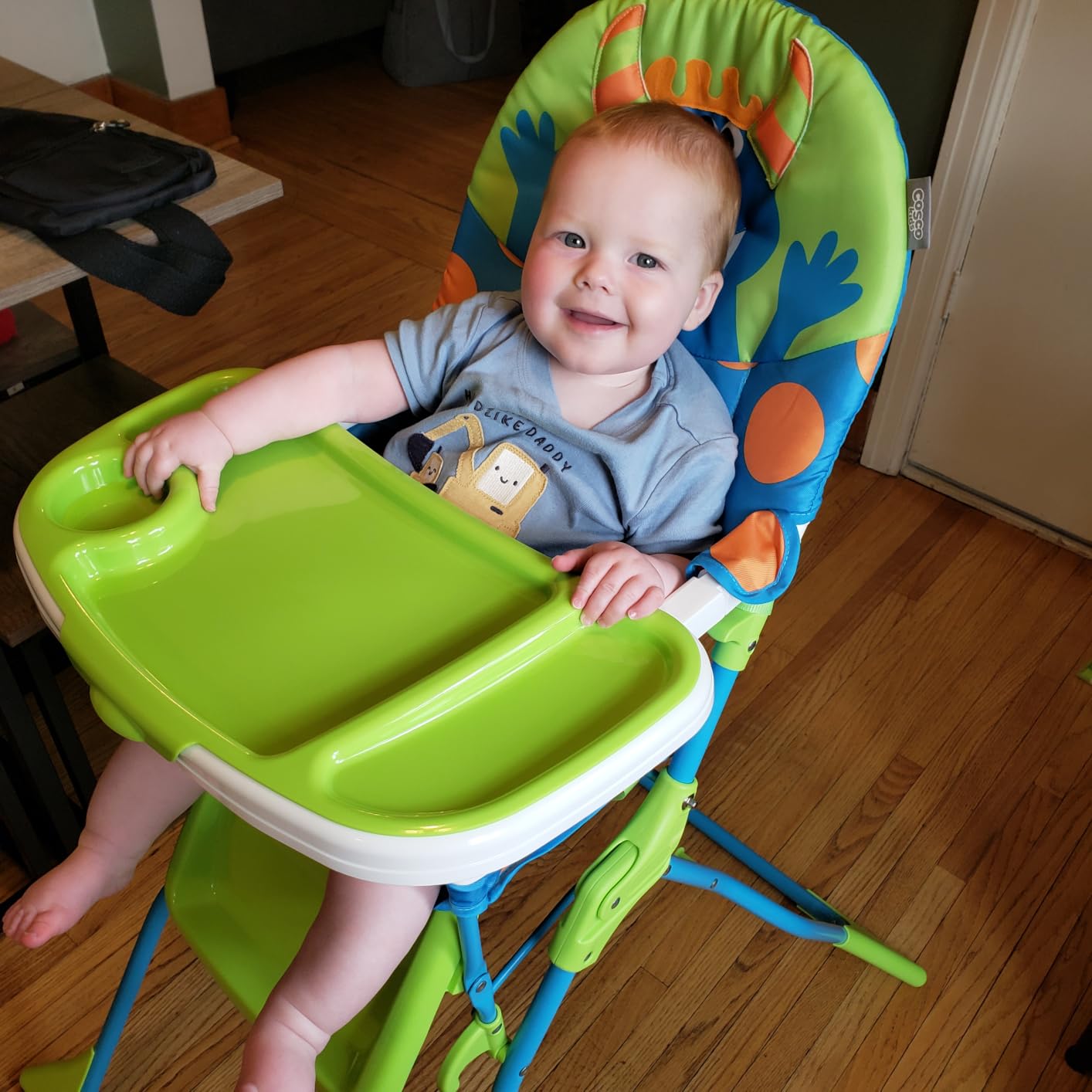 Cosco Kids Simple Fold Folding High Chair for Babies and Toddlers (from 6 Months to 50 lbs) Simple Fold Deluxe with 3-Position Tray, Portable High Chair, Monster Syd customer photo 1