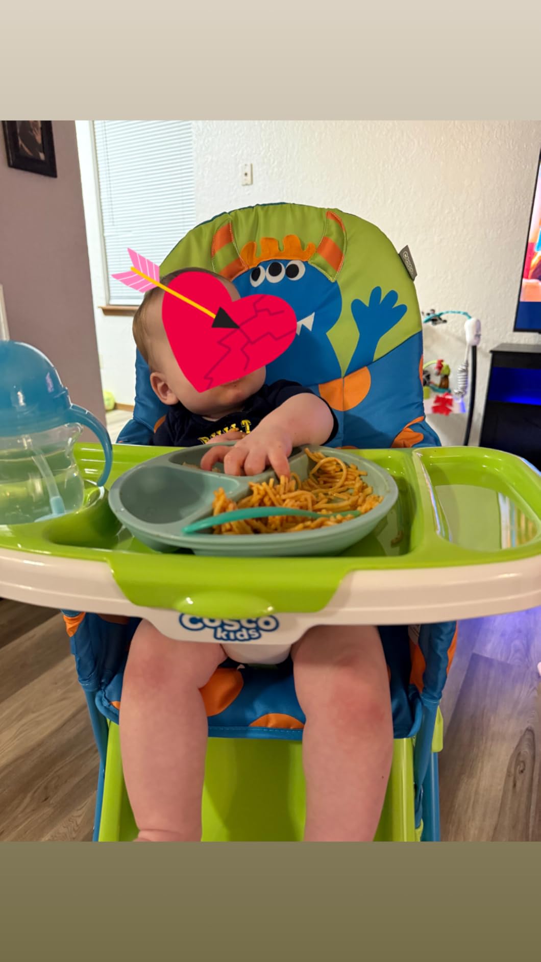 Cosco Kids Simple Fold Folding High Chair for Babies and Toddlers (from 6 Months to 50 lbs) Simple Fold Deluxe with 3-Position Tray, Portable High Chair, Monster Syd customer photo 2
