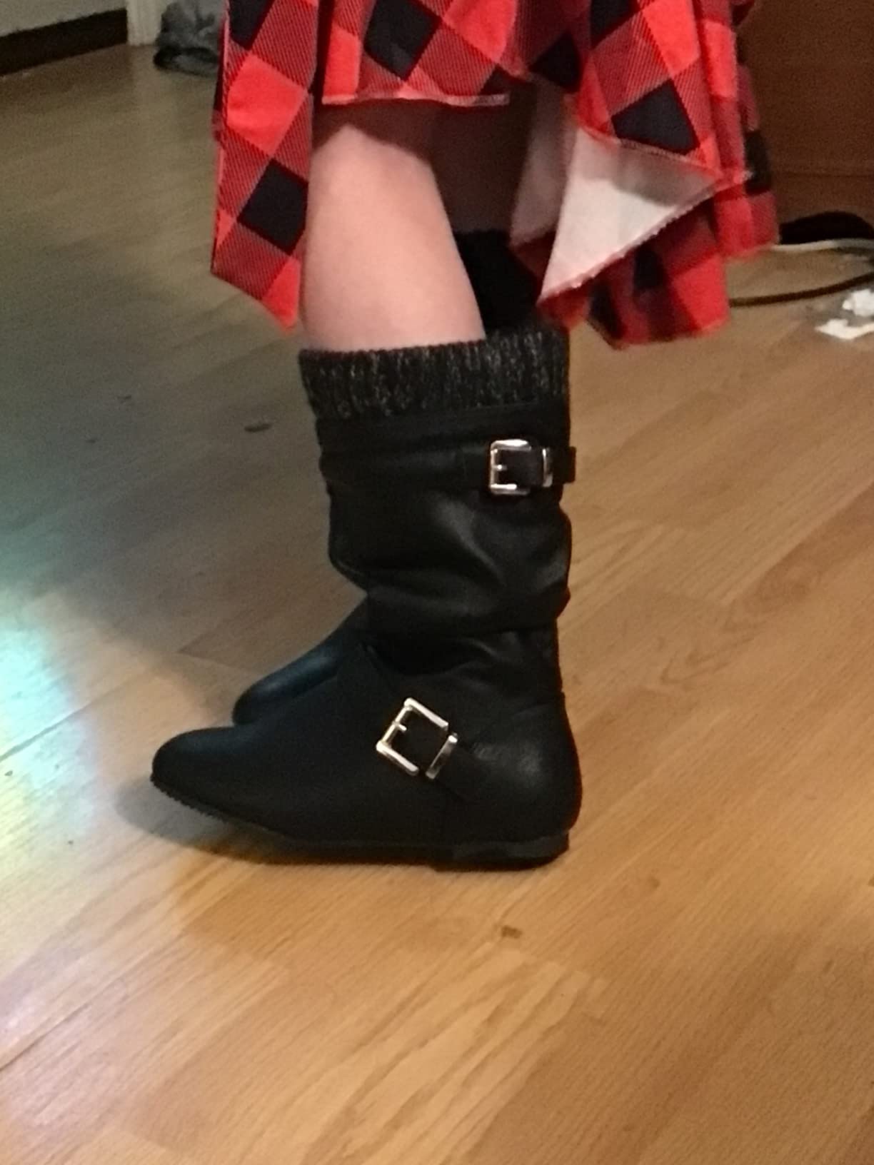 DREAM PAIRS Girl's Faux Fur Lined Knee High Winter Riding Boots(Toddler/Little Kid/Big Kid) customer photo 2