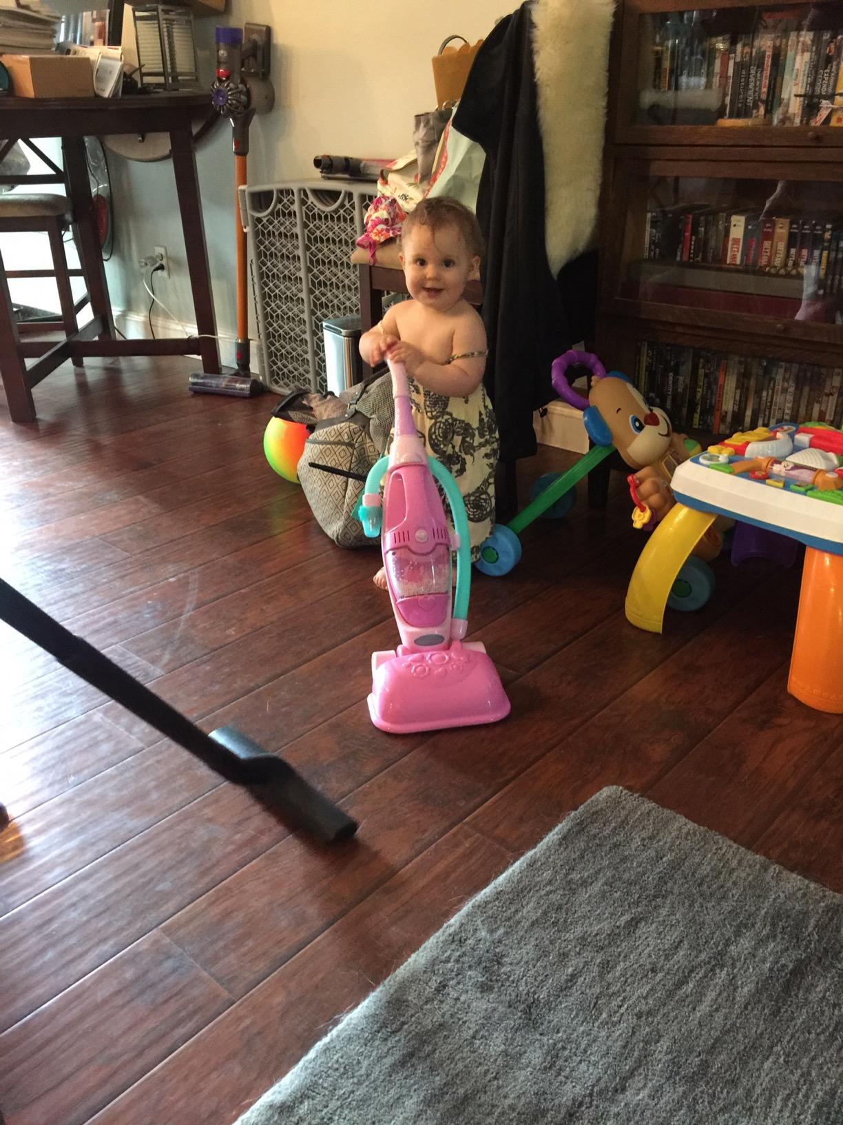 Battat Play Circle Toy Vacuum, 2-in-1 Home Neat Home with Sound, Playset | Converts from upright to hand vacuum with hose, whirling beads, 3-piece pretend play housekeeping set, Playset, 3+ Years customer photo 1