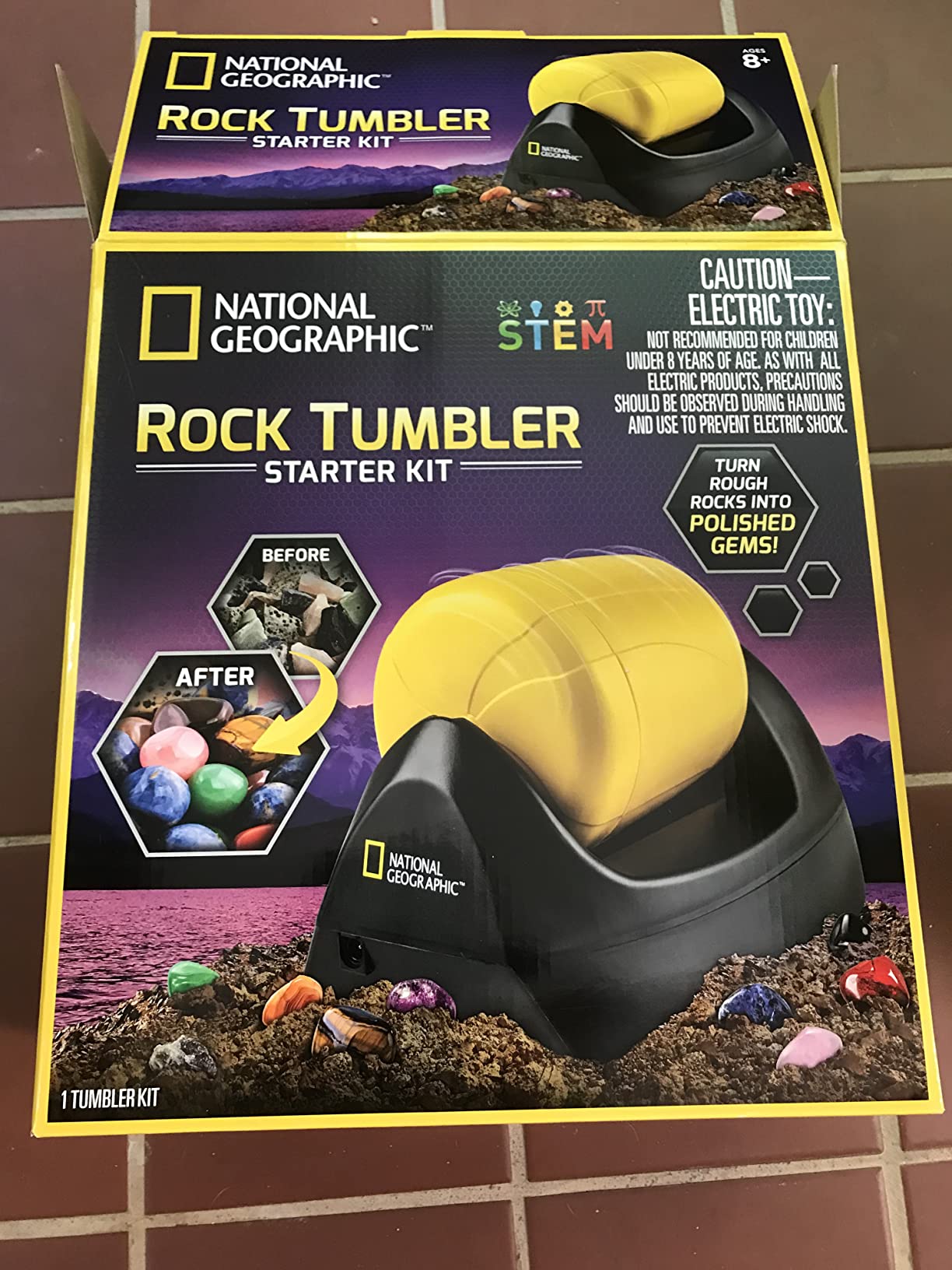 National Geographic Starter Rock Tumbler Kit for Kids and Adults | Leak-Proof Rubber Barrel, 1/2 Lb. Rough Gemstones, 4-Stage Polishing Grit, Jewelry Fastenings, Geology Hobby, Birthday Gift customer photo 1
