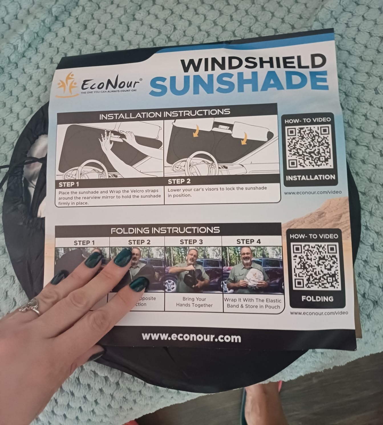 EcoNour Car Windshield Sun Shade, Front Window Sun Blocker for SUVs,Sedan customer photo 1