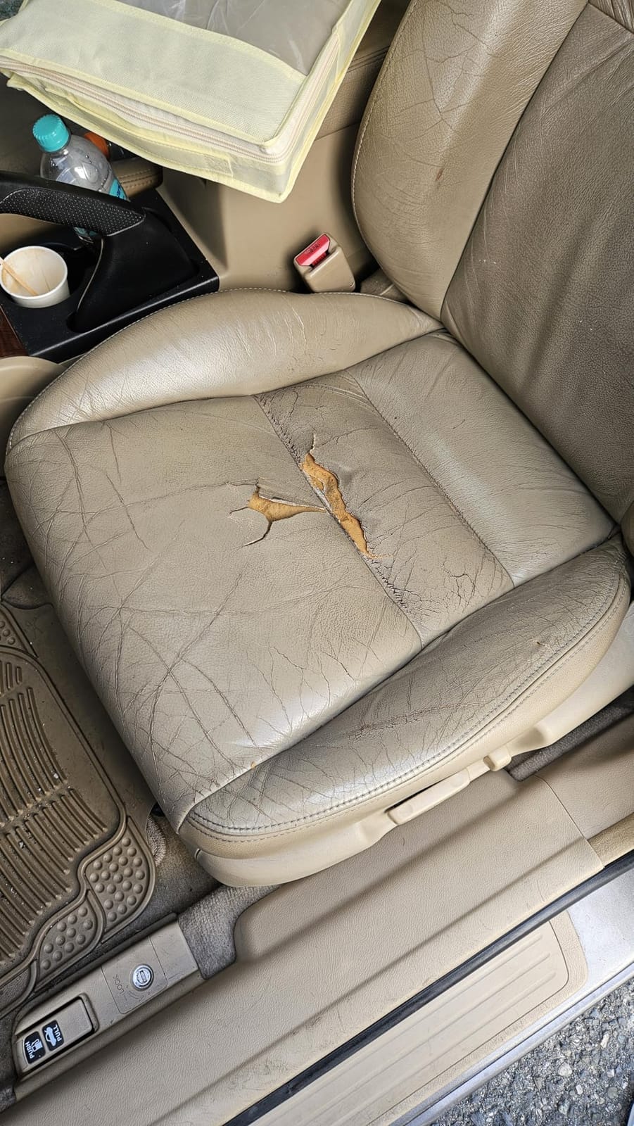 PU Leather Car Bottom Seat Cover Front Car Seat Protection Cover for Most Four-Door Sedan&SUV,Ultra-Luxury Single Seat Cover Without Backrest 1PCS (W 20.8× D 21× T 0.2inch) (3D-Beige) customer photo 2