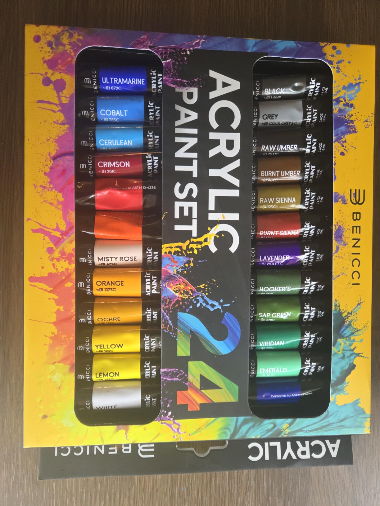 Complete Acrylic Paint Set – 24х Rich Pigment Colors – 12x Art Brushes with Bonus Paint Art Knife & Sponge – for Painting Canvas, Clay, Ceramic & Crafts, Non-Toxic & Quick Dry – for Kids & Adults customer photo 2