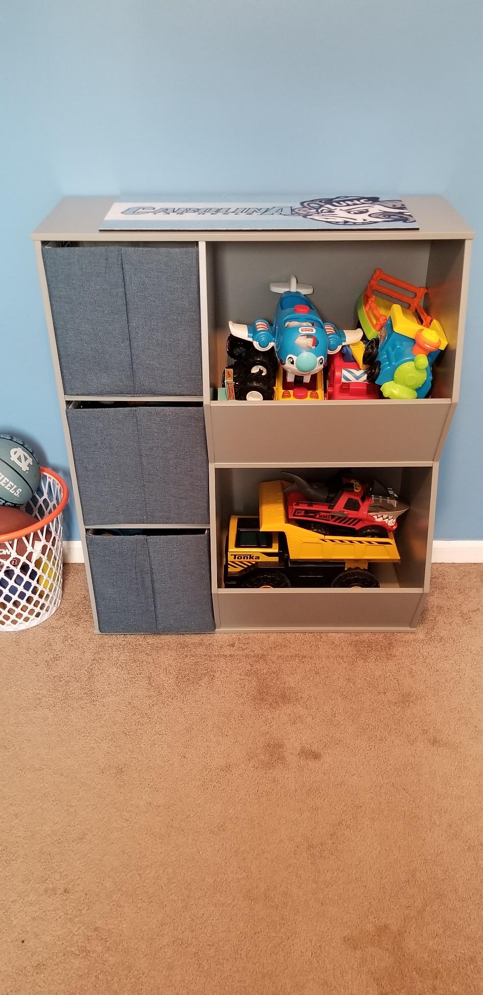 RiverRidge Kids Toy Organizer and Bookcase with 3 Cubbies and 2 Bins, White customer photo 2