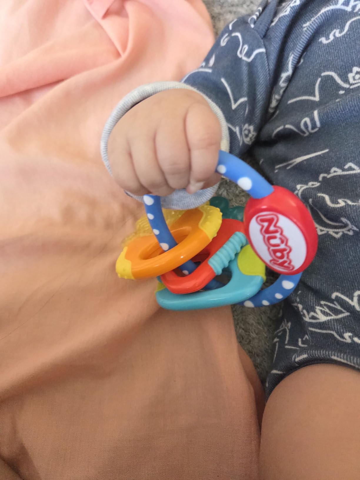 Nuby Ice Gel Teether Keys - Silicone Soothing Baby Teether Toys for Infants - Gentle for Sore Gums Colorful and Fun Toys - Safe and Durable Infant Baby Teething Toy - Pink customer photo 1