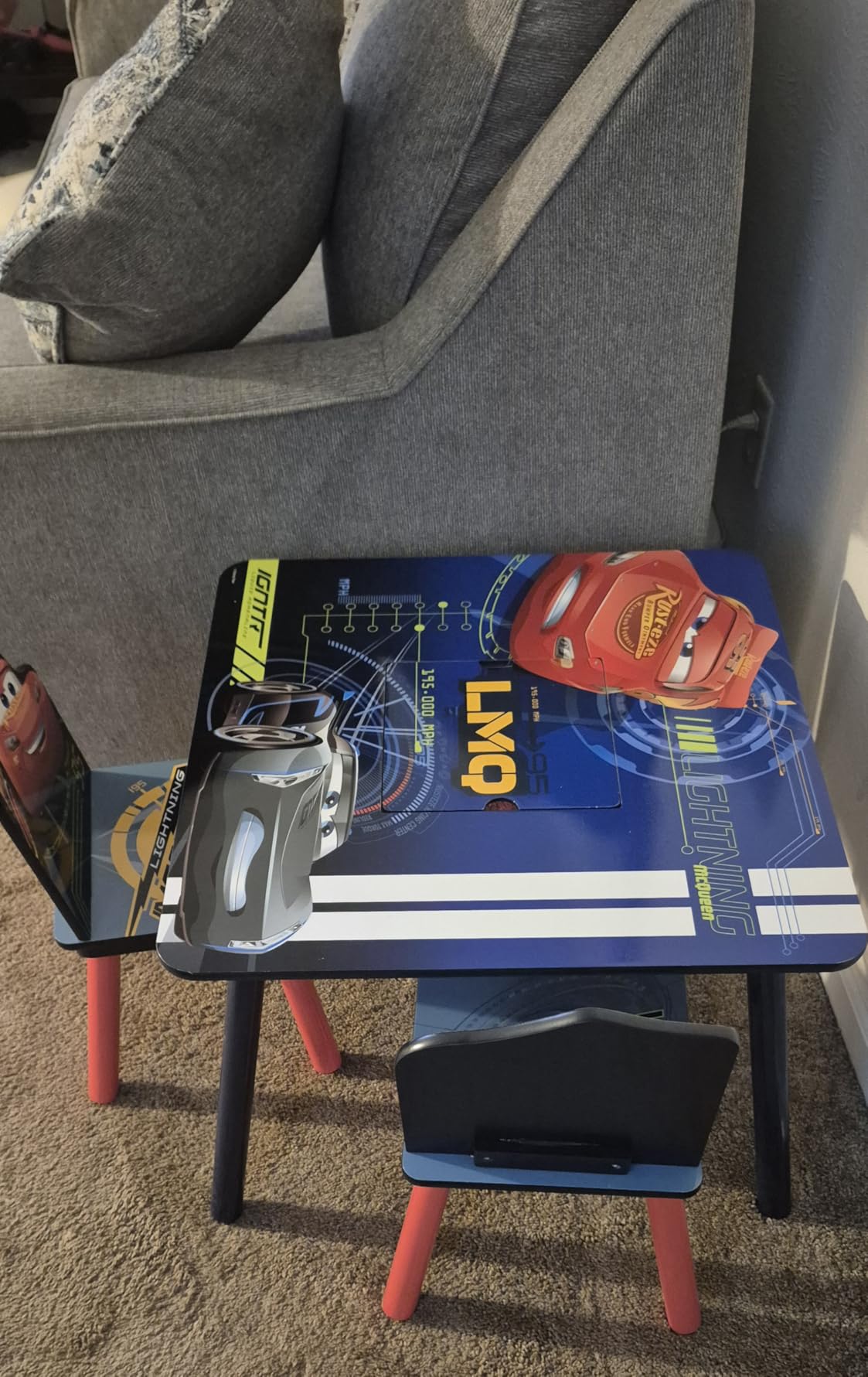 Delta Children Kids Table and Chair Set With Storage (2 Chairs Included) - Ideal for Arts & Crafts, Snack Time, Homework & More, Disney/Pixar Cars, 3 Piece Set customer photo 1