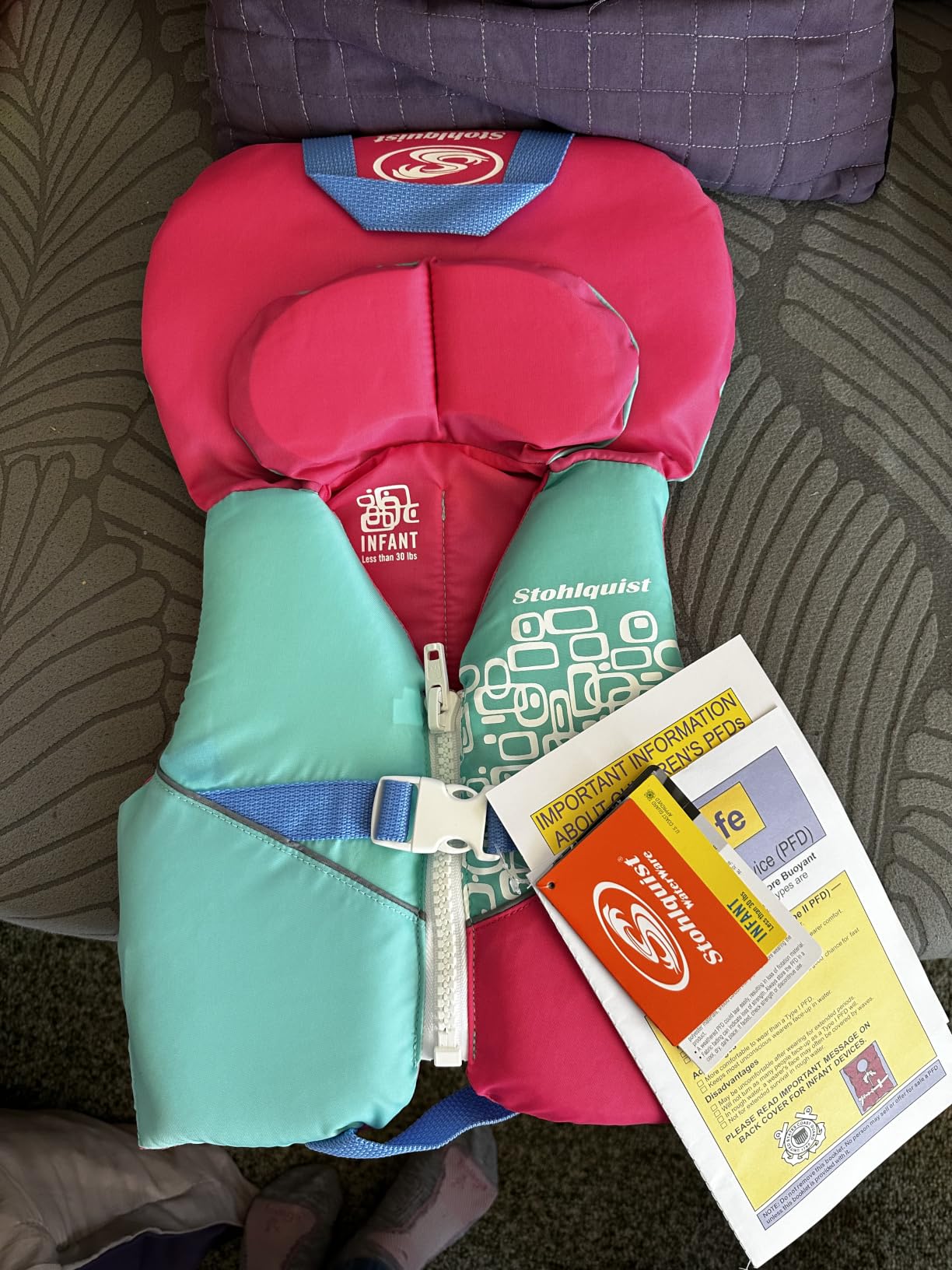 Stohlquist Infant Life Jacket, US Coast Guard Approved, Type II Life Vest (20-30 lbs) for Babies and Toddlers, Support Collar with Grab Handle, PFD for Pools, Lakes and Boating customer photo 1