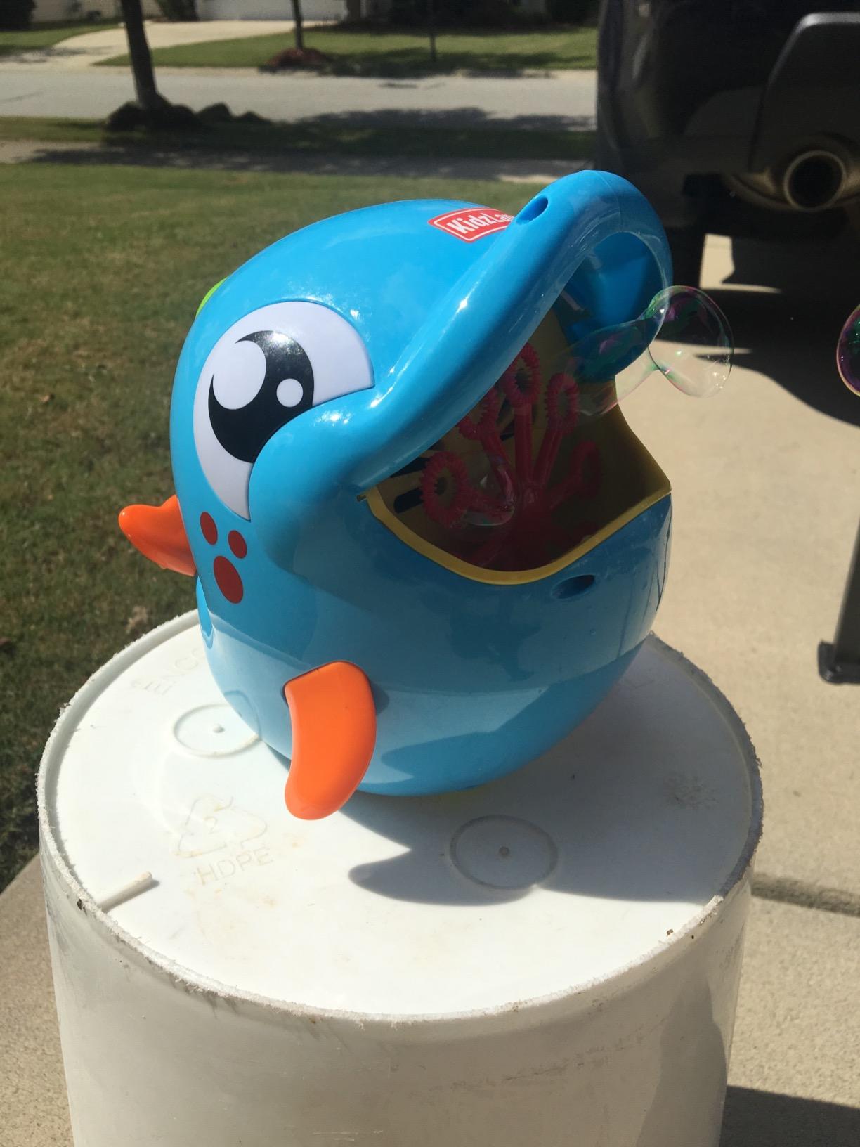 Kidzlane Bubble Maker Machine for Kids - Big Bubbles Speed Blower for Toddler's Outdoor Party Play - Makes 500 to 1000 per Minute (Bubble Dolphin) - Easter Basket Filler and Easter Gift for Children customer photo 1