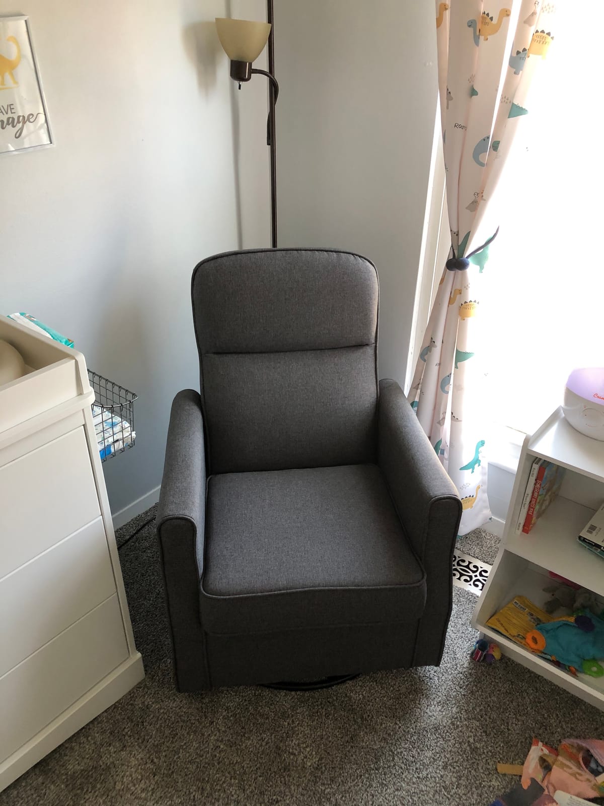 Delta Children Blair Slim Nursery Glider Swivel Rocker Chair, Cream customer photo 2