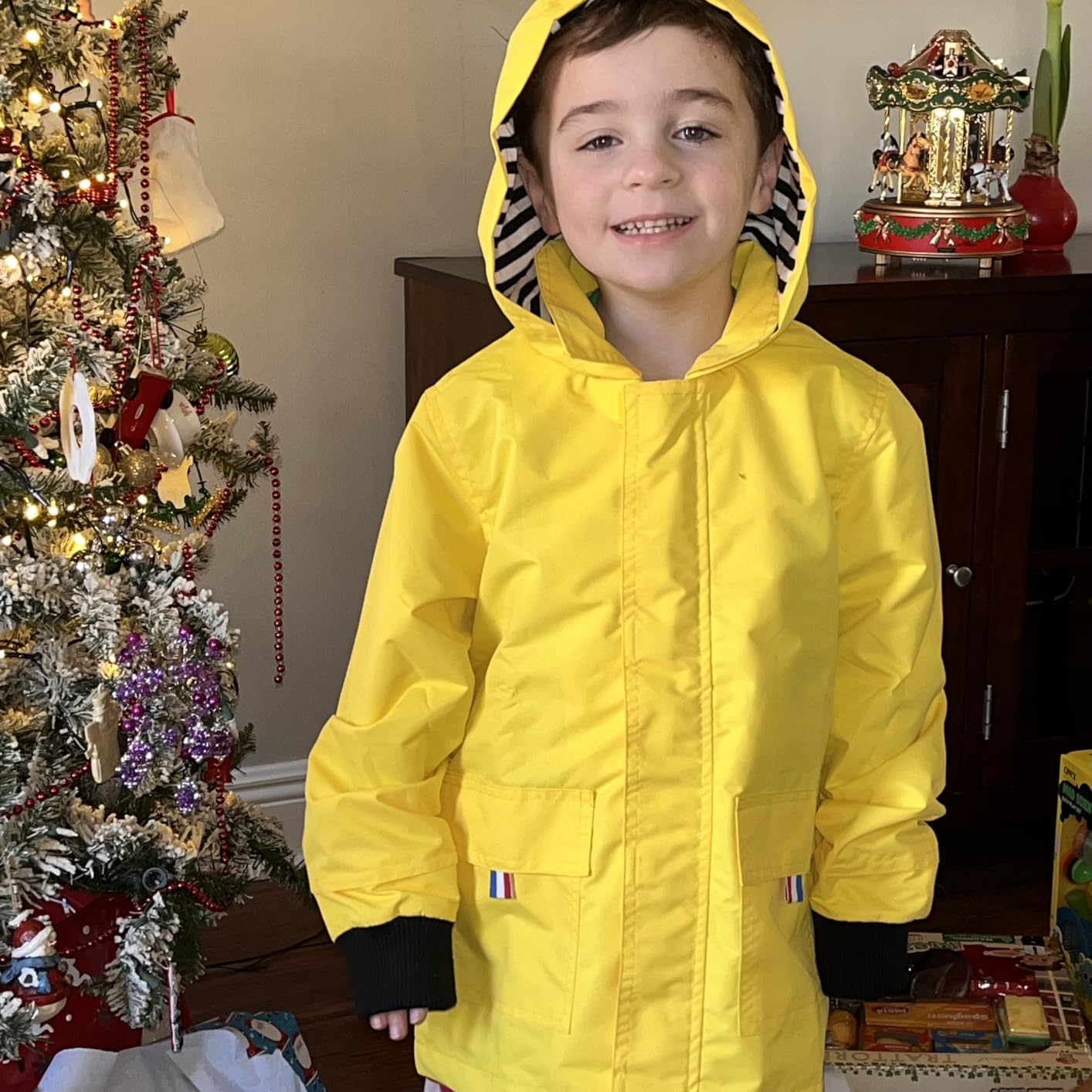 Hiheart Boys Girls Waterproof Hooded Jackets Cotton Lined Rain Jackets customer photo 1