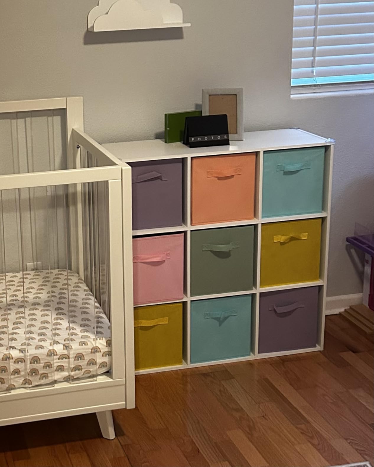 Sorbus 11 Inch Fabric Storage Cubes - Sturdy Collapsible Bins With Handle - 6 Foldable Baskets for Organizing Clothes, Toys, Books - Multi Colored Storage Baskets for Shelves, Kids Room, Closets | Collapsible cubby bins with carry handles for clothes and toys; sturdy colored baskets for kids' rooms. customer photo 1