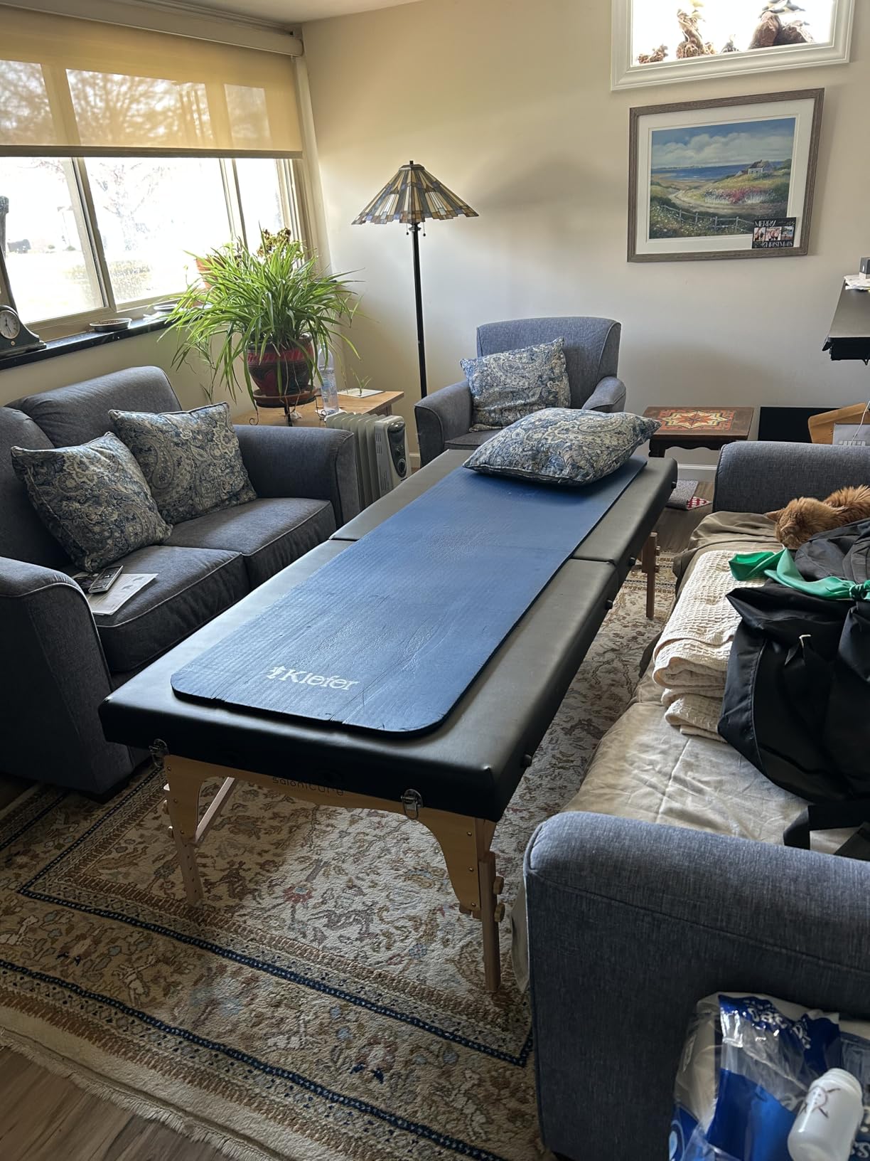 Saloniture Portable Physical Therapy Massage Table - Low to Ground Stretching Treatment Mat Platform - Black customer photo 1