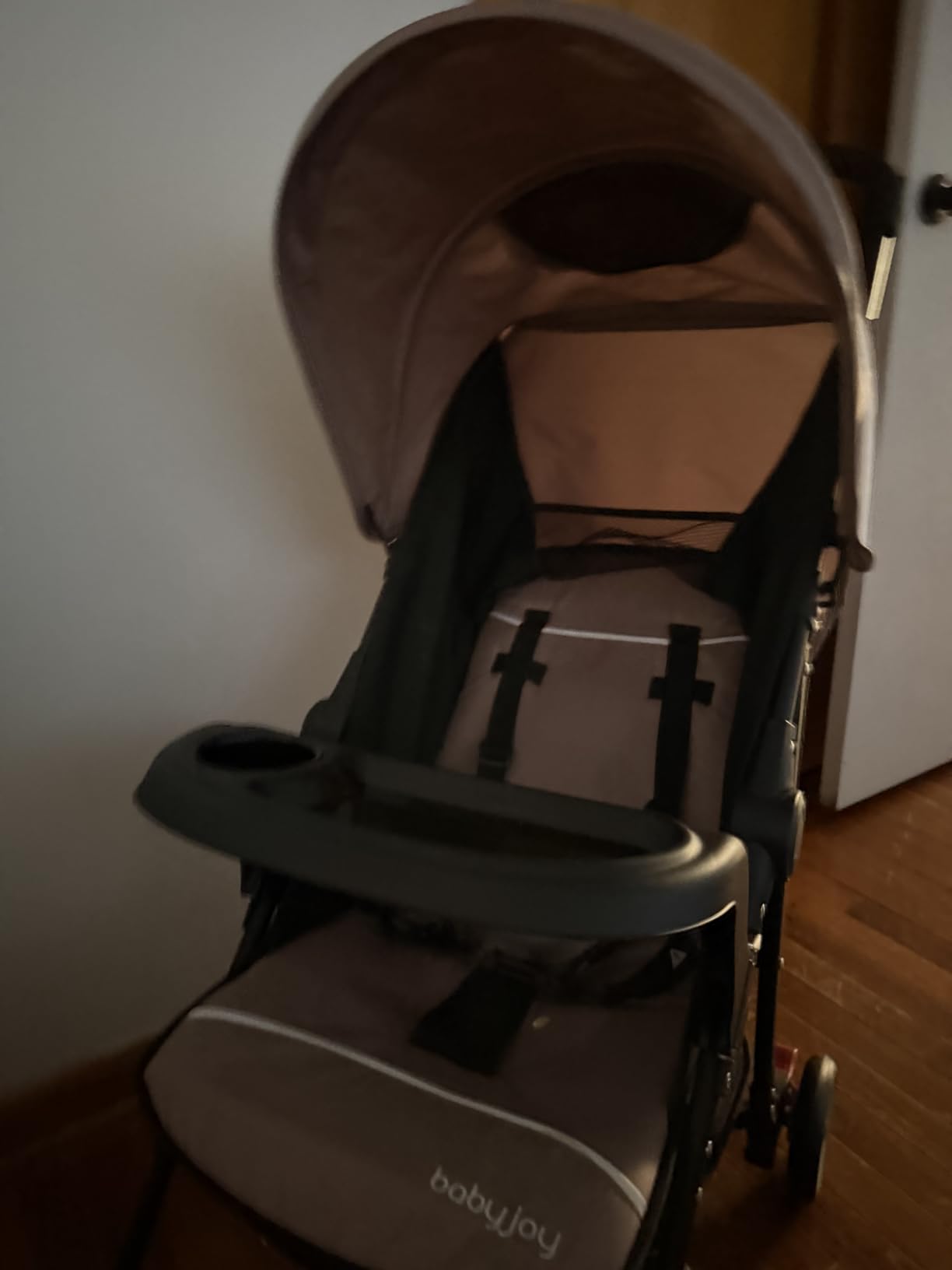 Baby Joy Lightweight Stroller, Compact Toddler Travel Stroller for Airplane, Infant Stroller w/Adjustable Backrest/Footrest/Canopy, 5-Point Harness, Storage Basket, Easy One-Hand Fold, Black customer photo 1