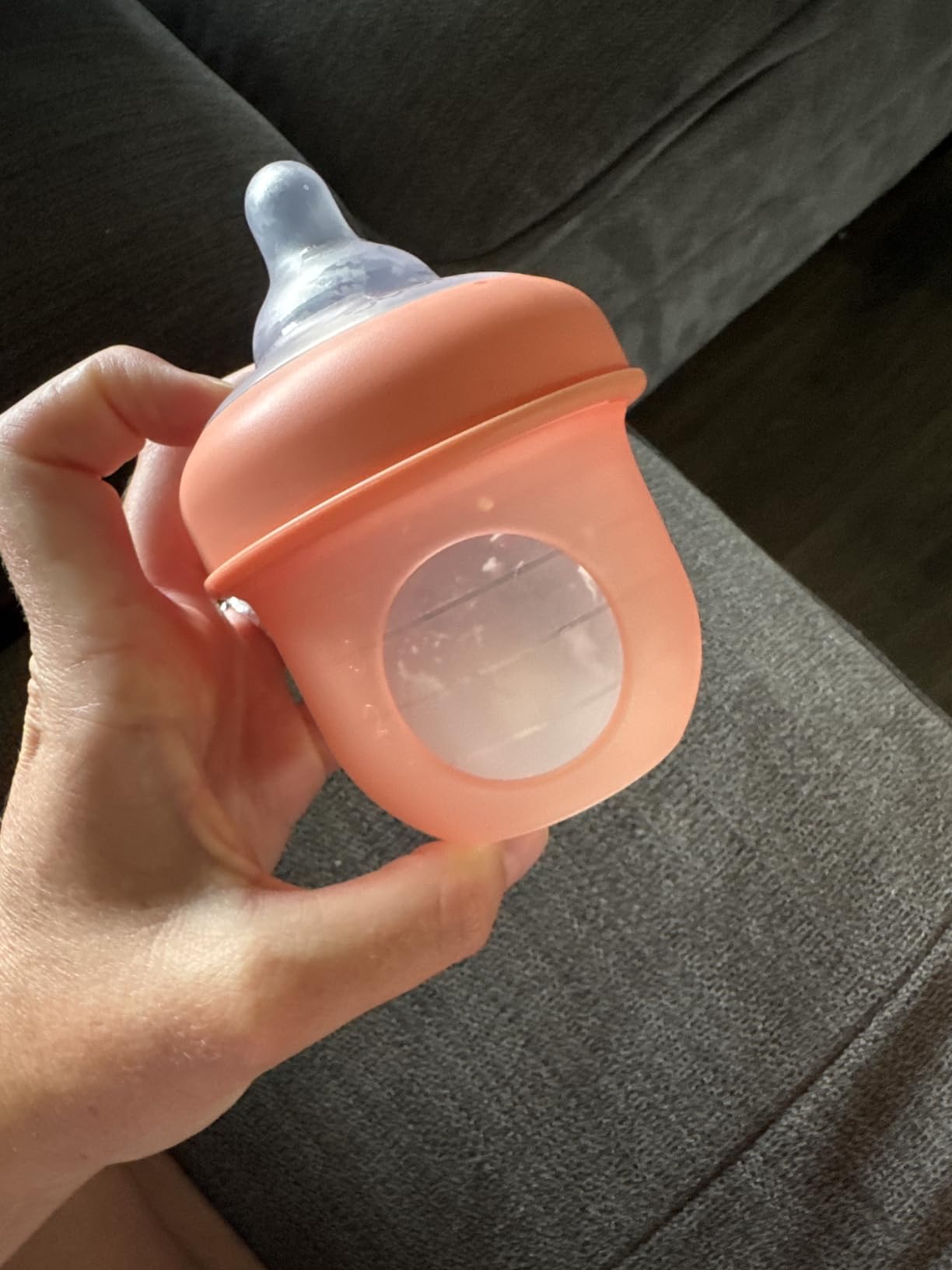 Boon Nursh Bottles - Slow Flow - Silicone Baby Bottles Help Ease Colic Symptoms - Formula and Breast Milk Only Touch Platinum Food-Safe Silicone - Pink - 0-3 Months - 3 Count - 4 Ounce customer photo 2