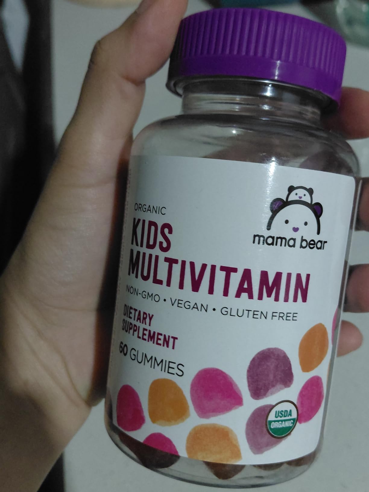Amazon Brand - Mama Bear Organic Kids Multivitamin Gummies, Berry, Cherry & Orange, 60 Count, 1 Month Supply (Packaging May Vary) customer photo 2