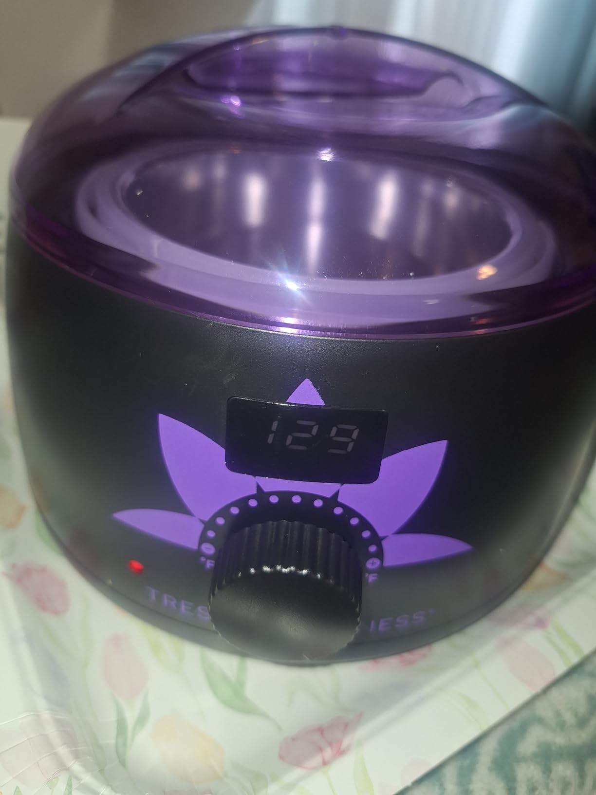 Tress Wellness Award Winning Waxing Kit for Sensitive Skin, Safe for Face & Skin, Easy to Use, At-Home Kit for Face, Bikini, Brazilian & Full Body - Digital Display, Black Purple Flower customer photo 1