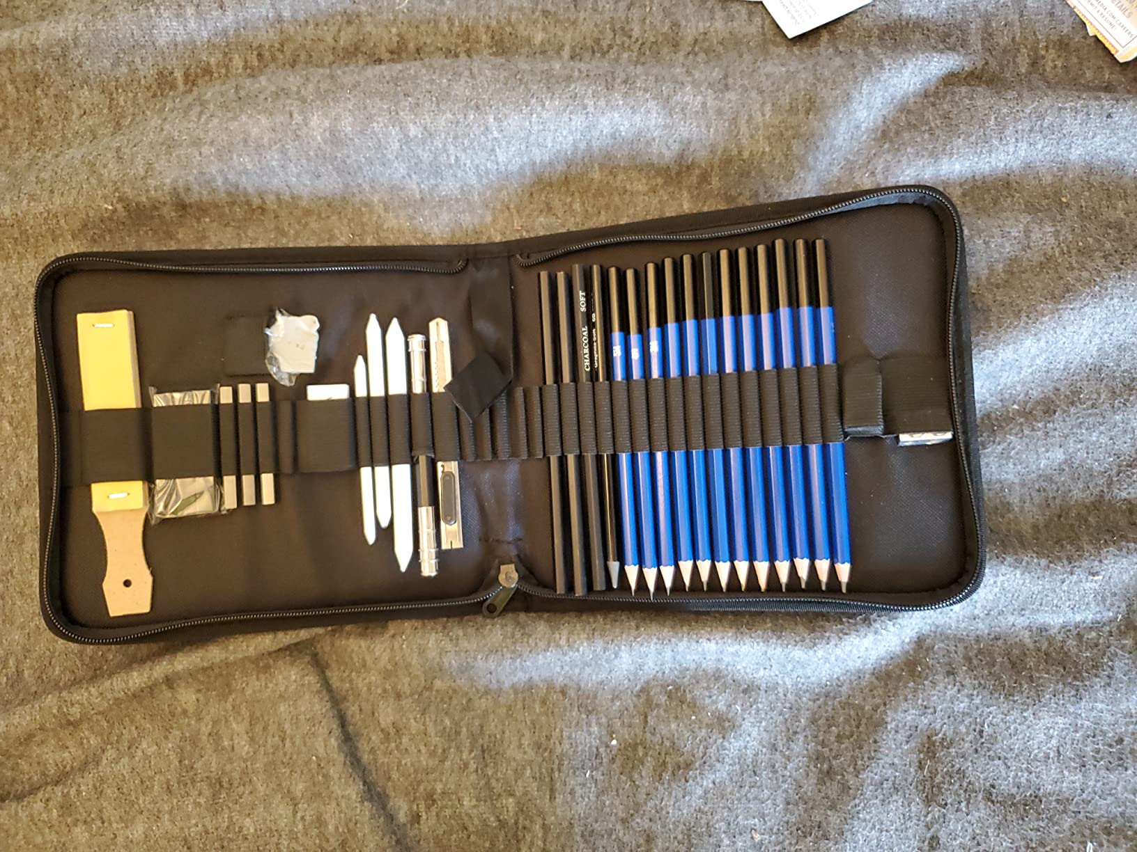 KALOUR 33 Pro Drawing Kit Sketching Pencils Set,Portable Zippered Travel Case-Charcoal Pencils, Sketch Pencils, Charcoal Stick,Sharpener,Eraser.Art Supplies for Artists Beginner Adults Teens customer photo 2