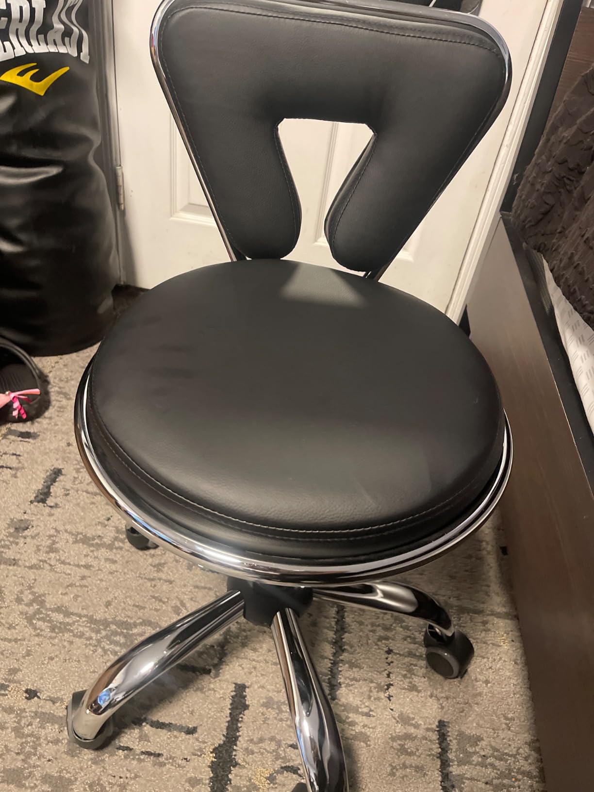 Yaheetech Adjustable Rolling Stool Nail Tech Chair with Backrest, Black customer photo 1
