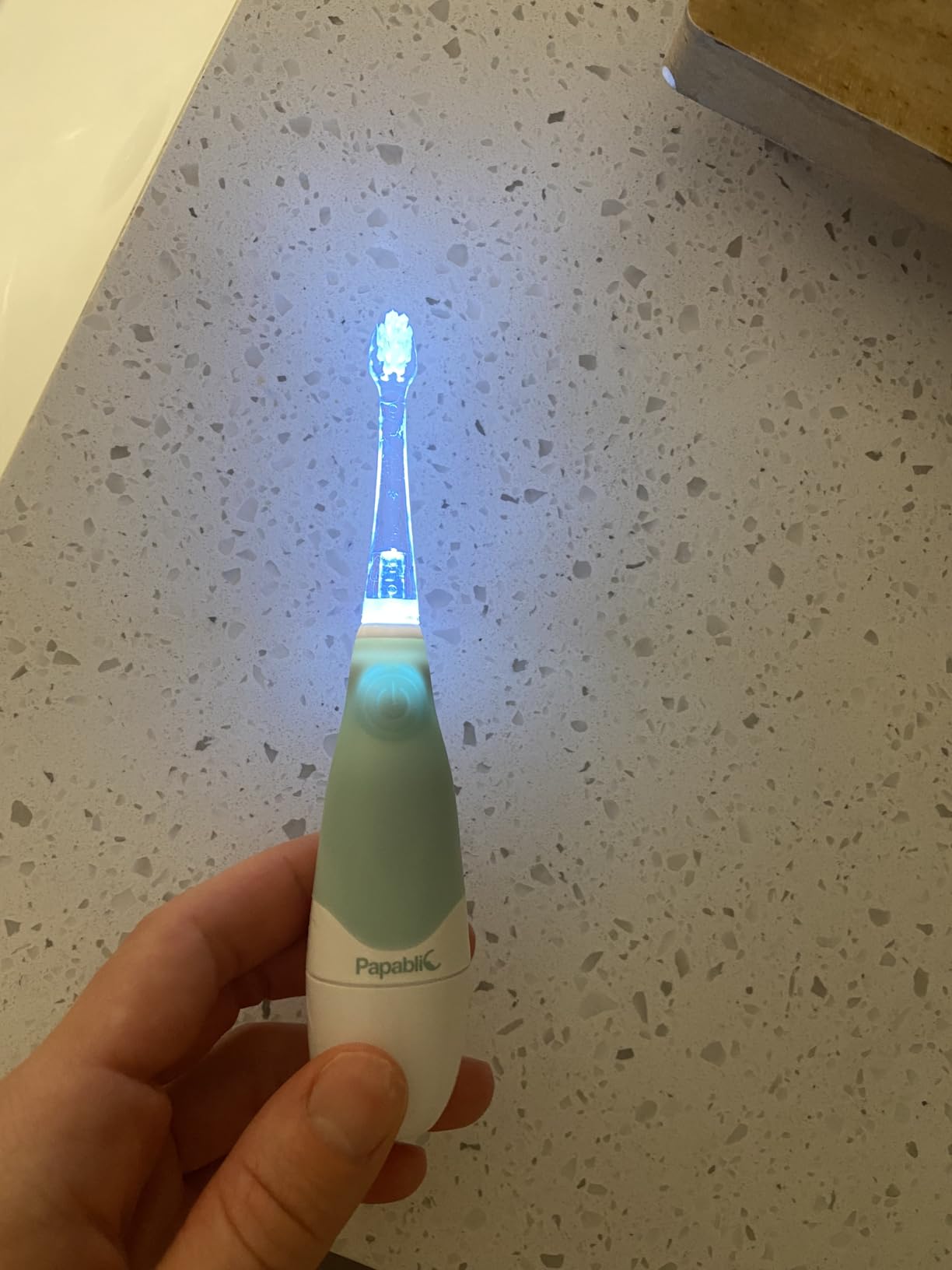 Papablic Baby Sonic Electric Toothbrush for Aged 0-3 Toddler, Blue customer photo 2