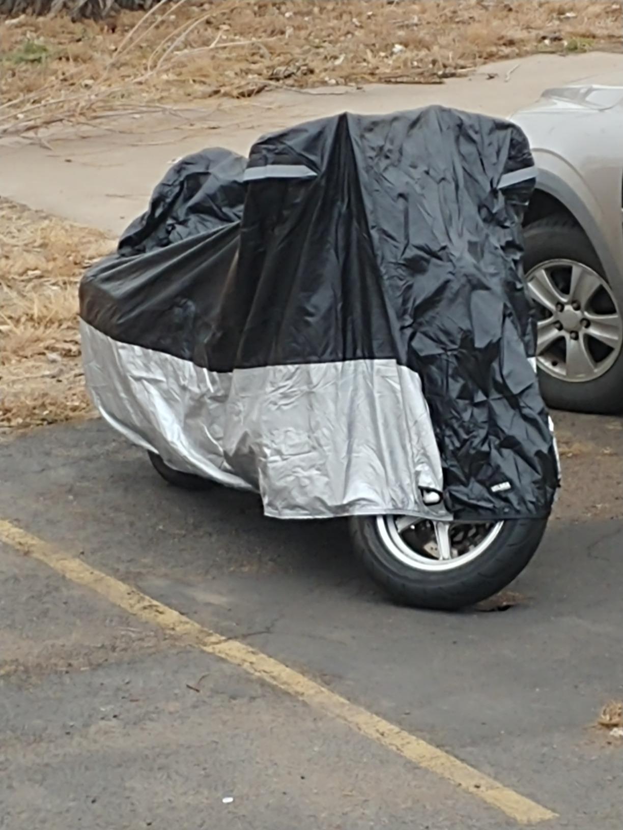 VELMIA Motorcycle Cover - Extremely Heat Resistant up to 550F, Waterproof for All Seasons, Fits Motorcycles, Scooters, Mopeds & Harleys customer photo 2