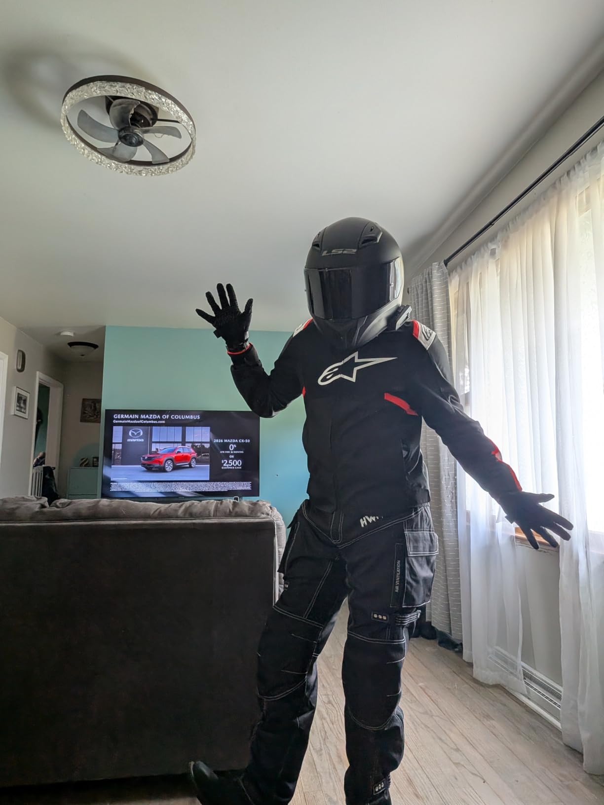 HWK Motorcycle Pants Mens with Armor, Water-Resistant Cordura Fabric. customer photo 2