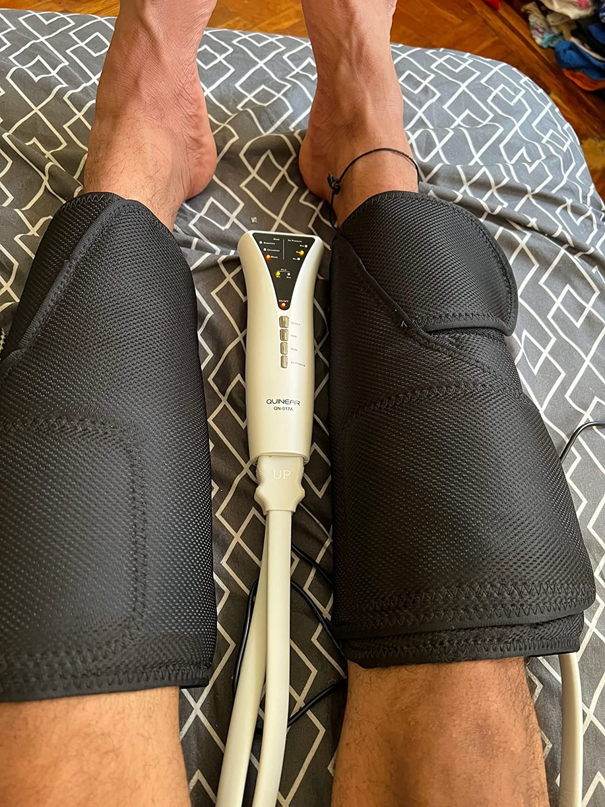 QUINEAR Leg Massager with Heat and Compression, Air Pressure Calf Massager with 2 Heating 3 Intensities, Sequential Compression Device for Circulation and Pain Relief,Ideal Gift customer photo 2