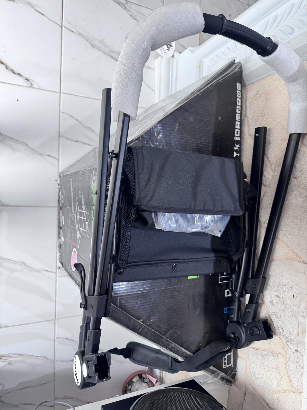INFANS 2 in 1 Baby Stroller, High Landscape Infant Stroller & Reversible Bassinet Pram, Foldable Pushchair with Adjustable Canopy, Storage Basket, Cup Holder, Suspension Wheels (Black) customer photo 1
